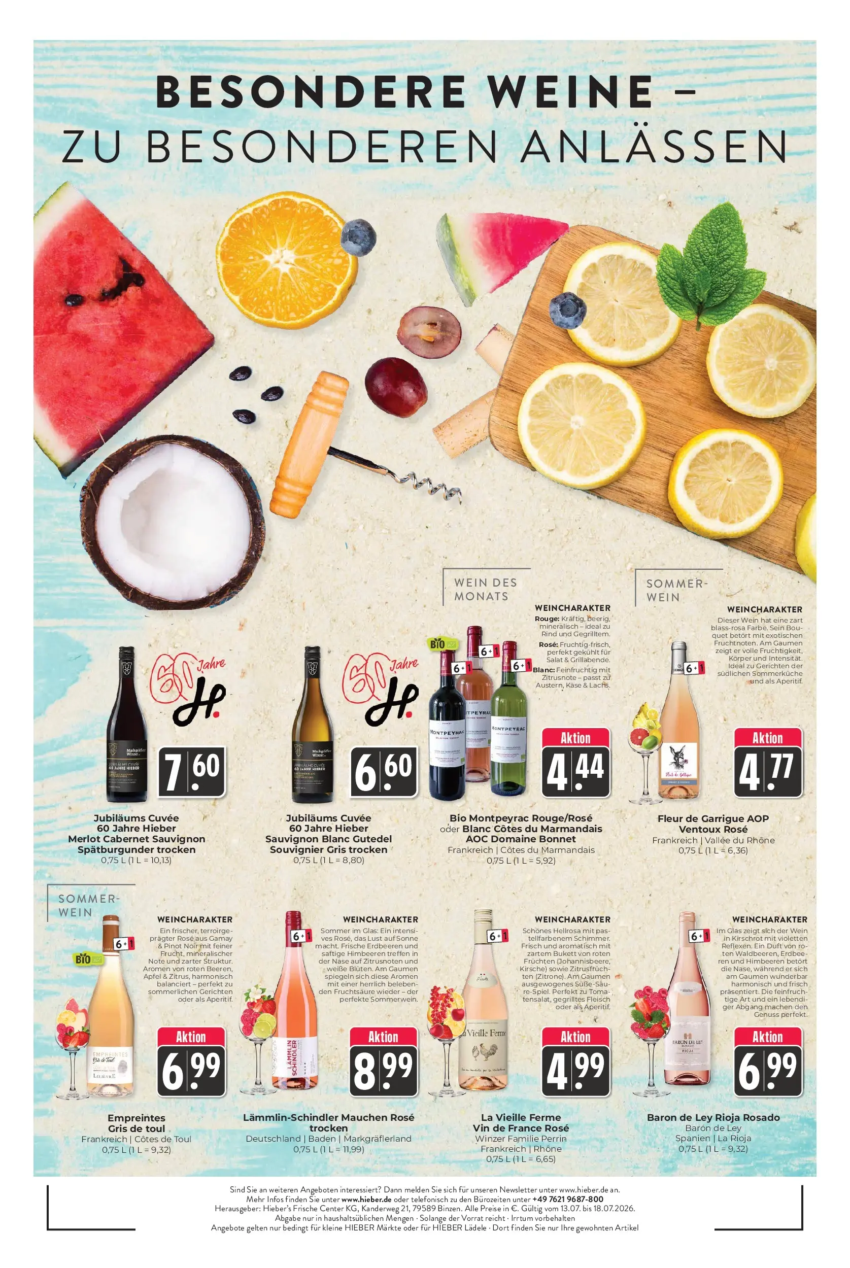 Angebote - Hieber's Frischecenter: Meine Woche (ab 12.07.2026) zum Blättern | Seite: 16 | Produkte: Himbeeren, Merlot, Rouge, Salat