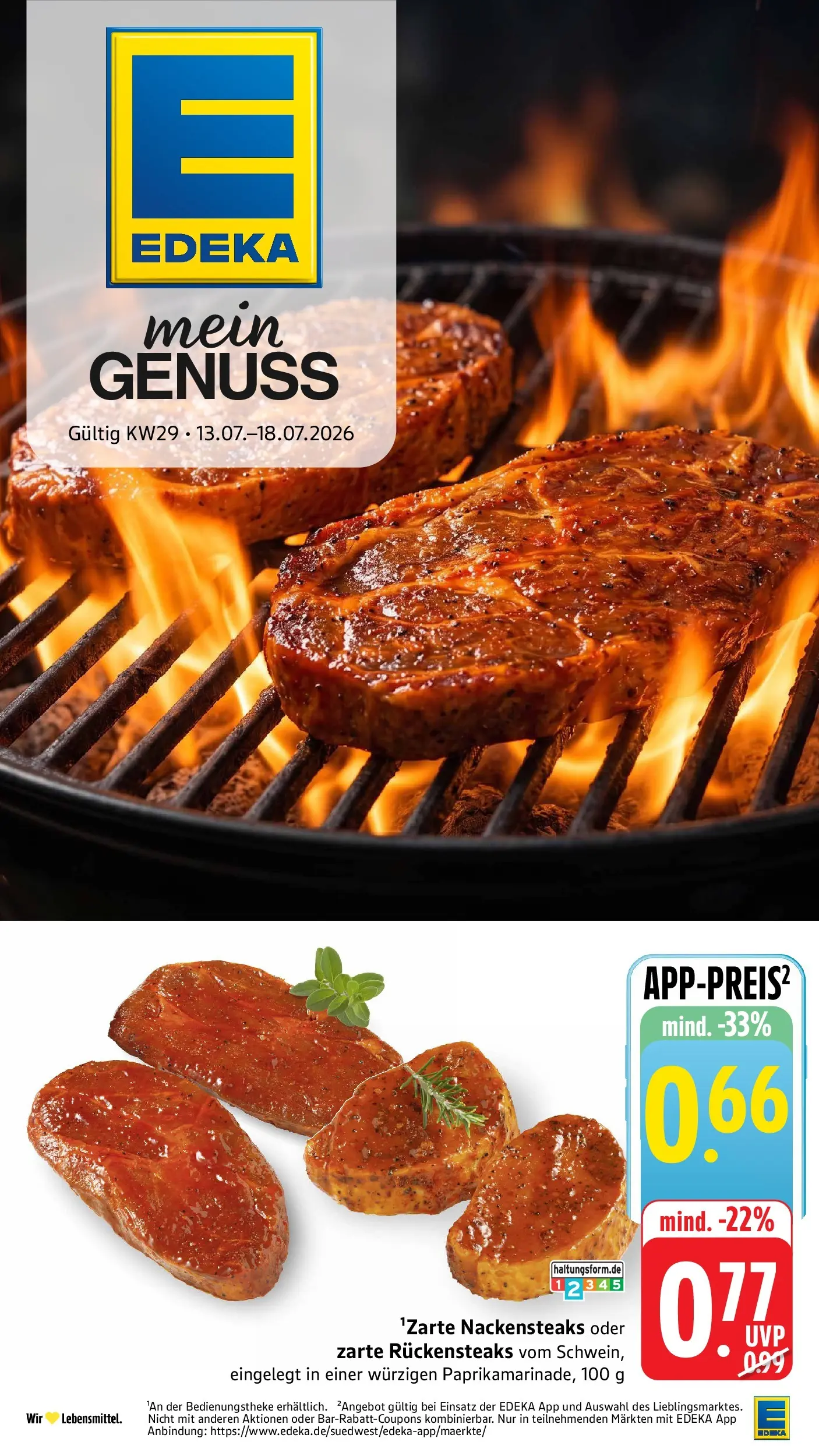 Edeka prospekt Mühlheim / Donau (ab 12.07.2026) » Angebote Online | Seite: 1 | Produkte: Nackensteaks