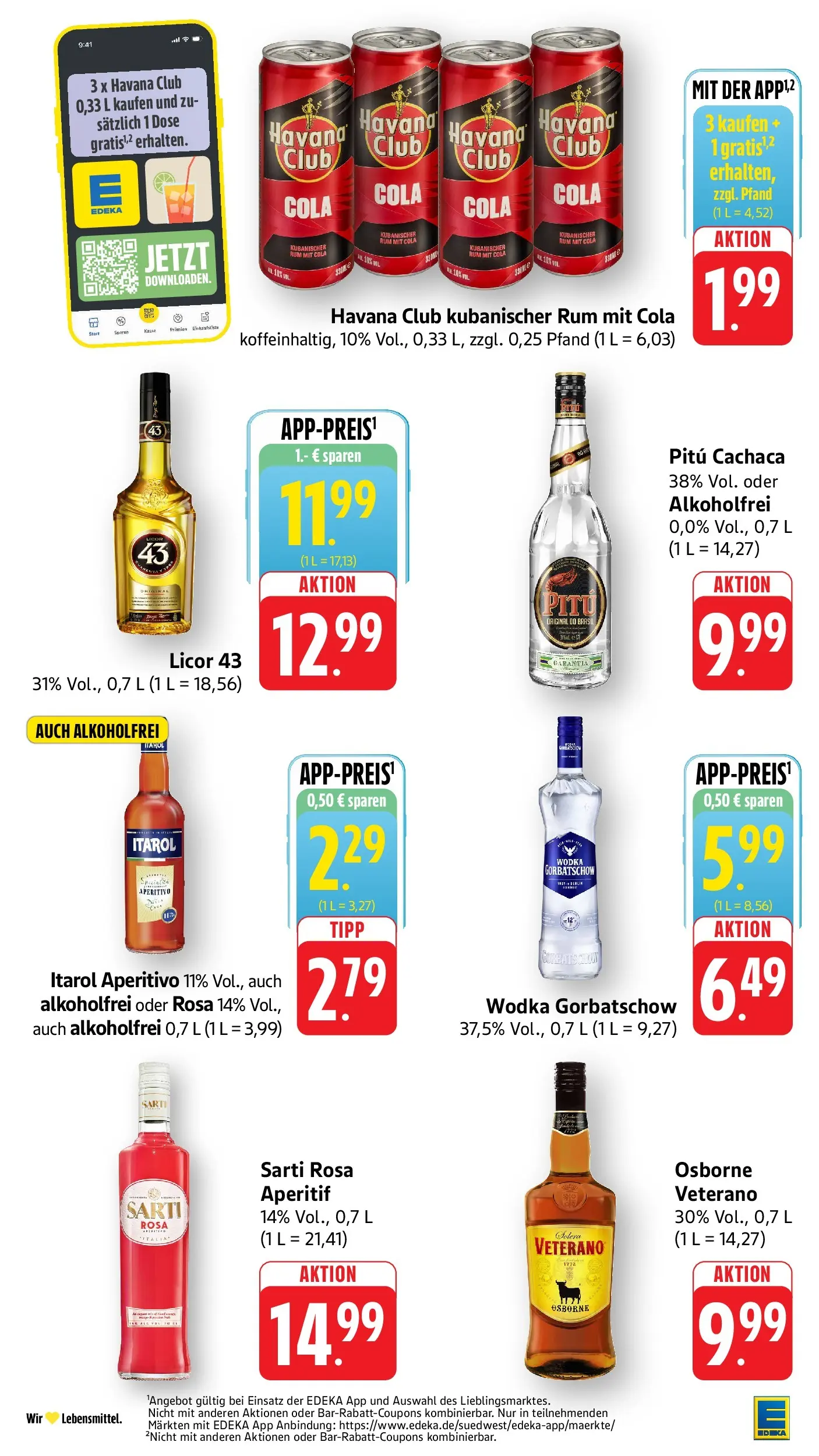 Edeka prospekt Mühlheim / Donau (ab 12.07.2026) » Angebote Online | Seite: 32 | Produkte: Havana club, Osborne, Rum, Wodka