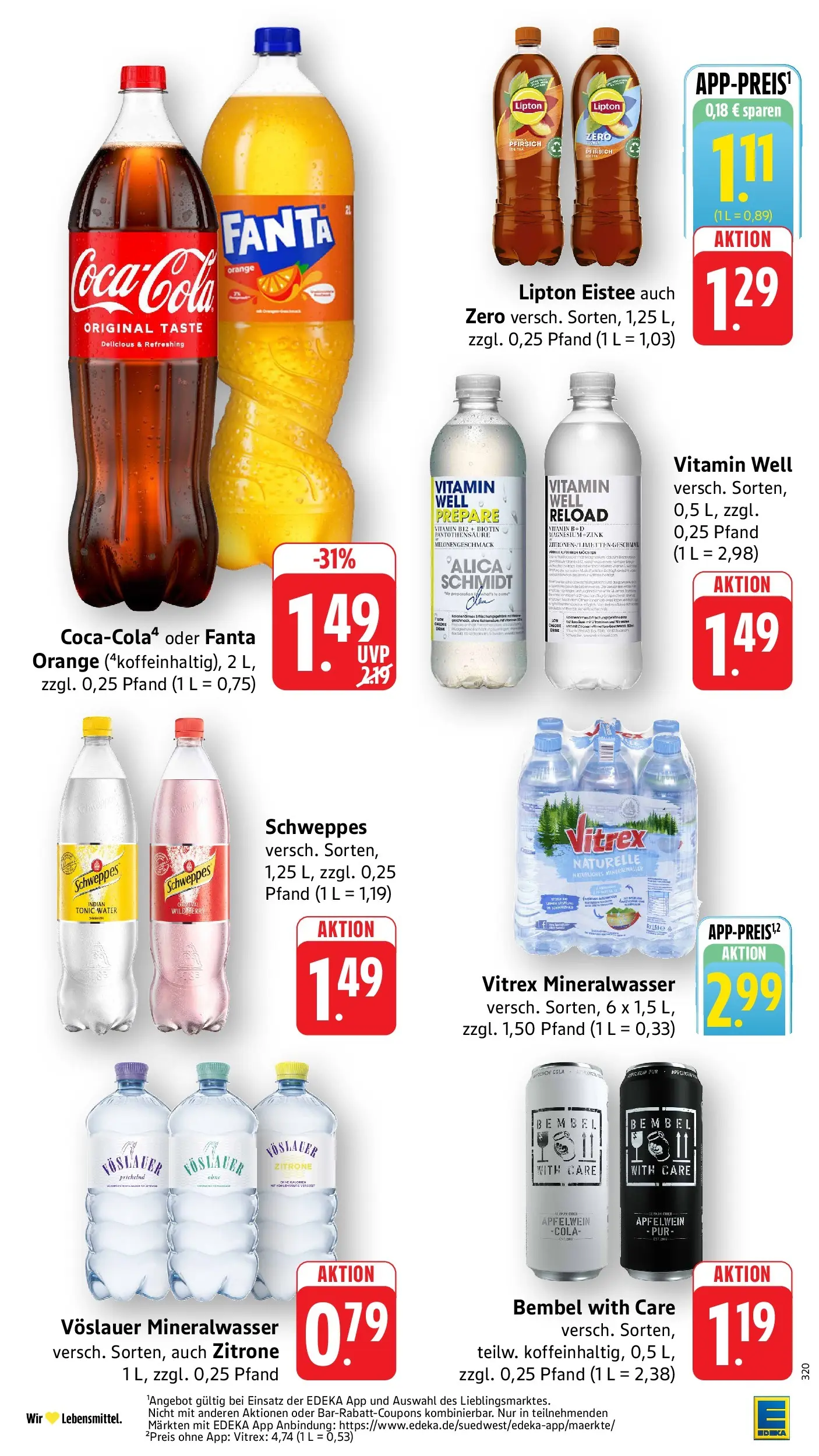 Edeka Prospekt Walldorf (ab 13.07.2026) » Angebote Online | Seite: 34 | Produkte: Cola, Schweppes, Zitrone, Pfirsich