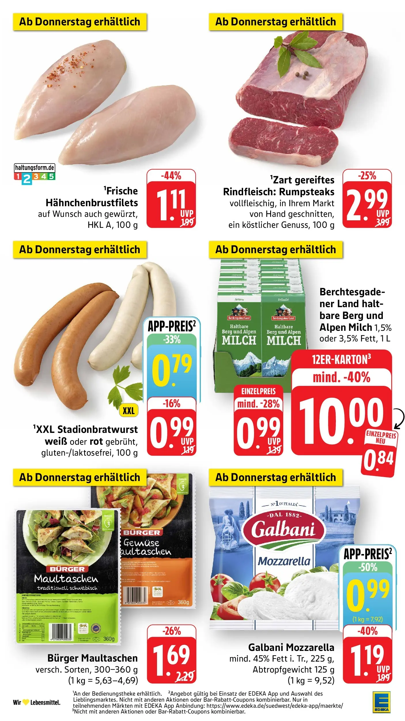 Edeka prospekt Mühlheim / Donau (ab 12.07.2026) » Angebote Online | Seite: 45 | Produkte: Mozzarella, Burger, Gemüse, Maultaschen