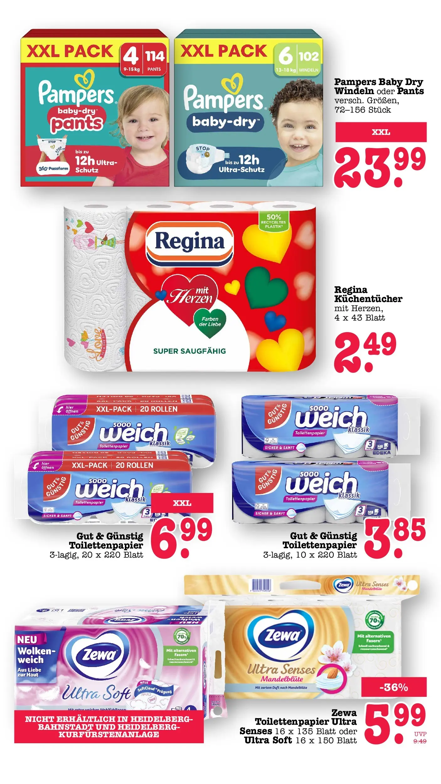 E center Prospekt Heidelberg (ab 13.07.2026) zum Blättern | Seite: 56 | Produkte: Pampers, Zewa, Toilettenpapier E center Prospekt Heidelberg (ab 13.07.2026) zum Blättern | Seite: 56 | Produkte: Pampers, Zewa, Toilettenpapier