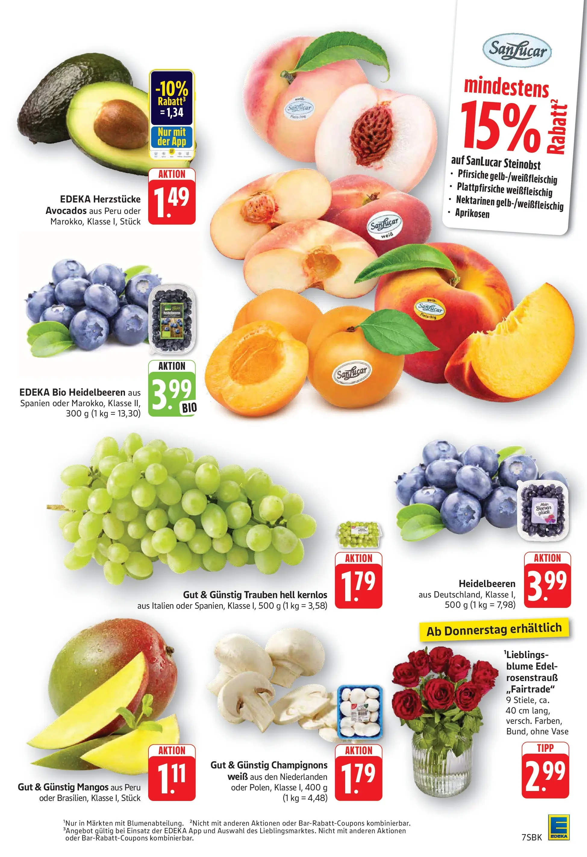 Edeka Prospekt Bruchsal (ab 13.07.2026) » Angebote Online | Seite: 7 | Produkte: Nektarinen, Trauben, Heidelbeeren, Champignons
