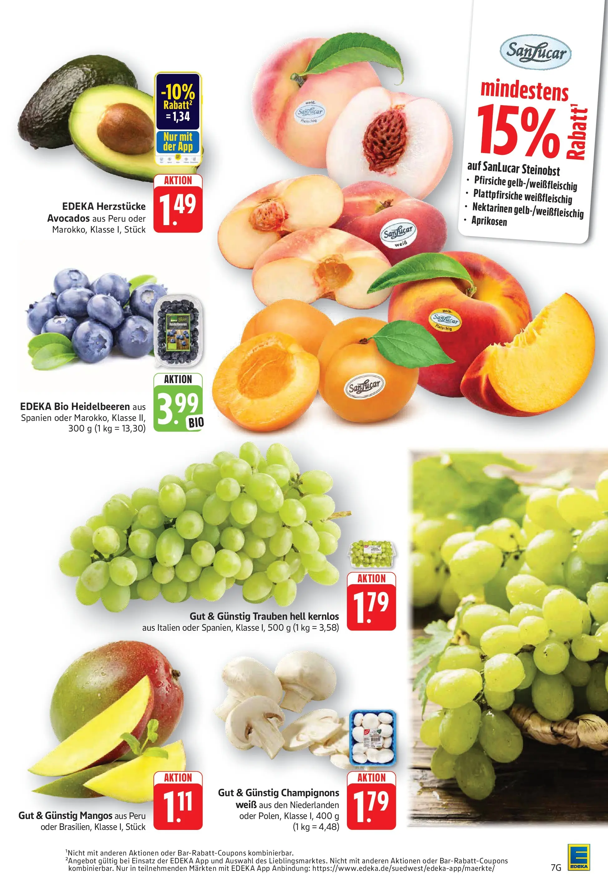 E center Prospekt Göppingen (ab 13.07.2026) zum Blättern | Seite: 7 | Produkte: Nektarinen, Trauben, Heidelbeeren, Champignons