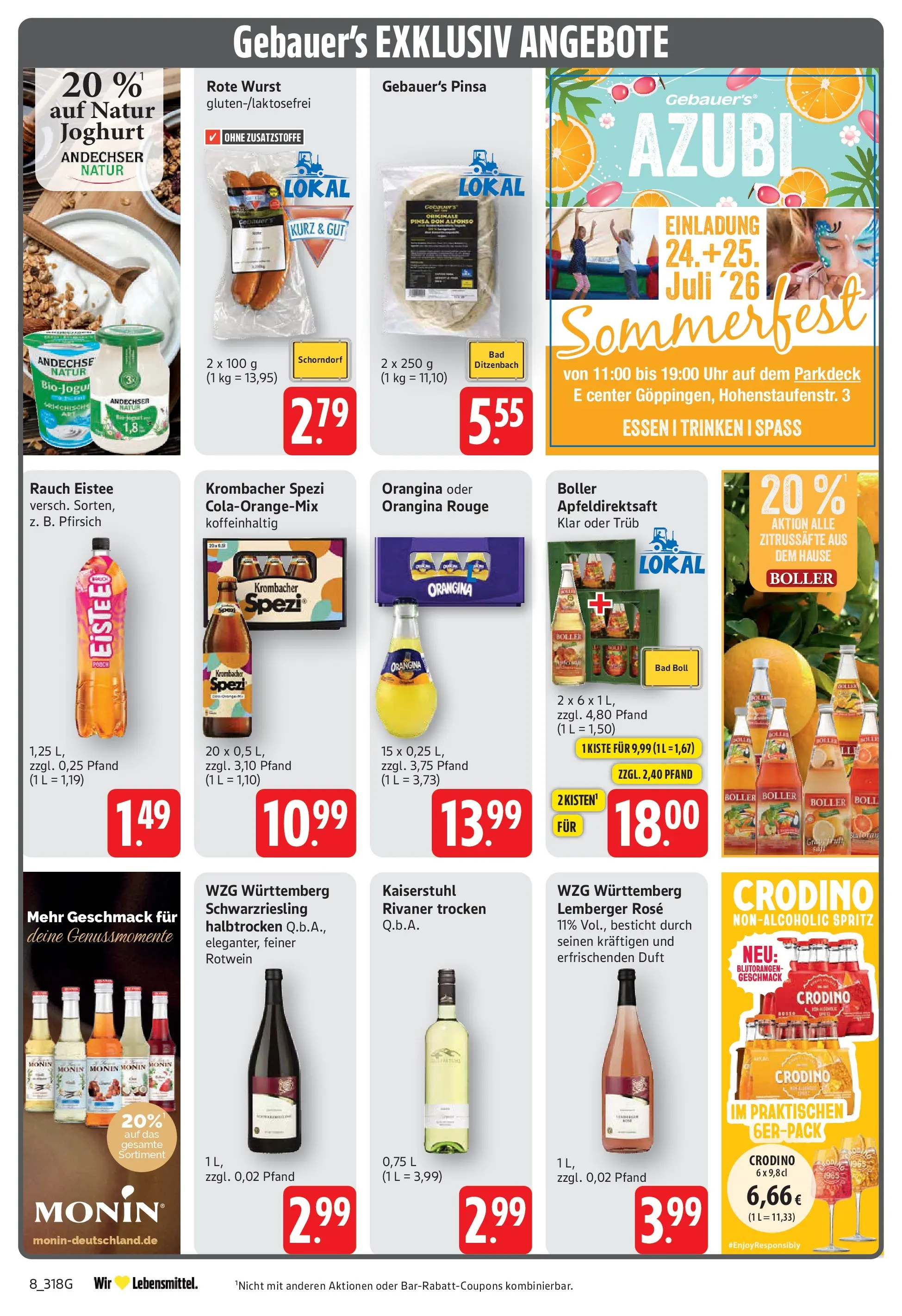 E center Prospekt Göppingen (ab 13.07.2026) zum Blättern | Seite: 8 | Produkte: Rotwein, Bad, Wurst, Krombacher
