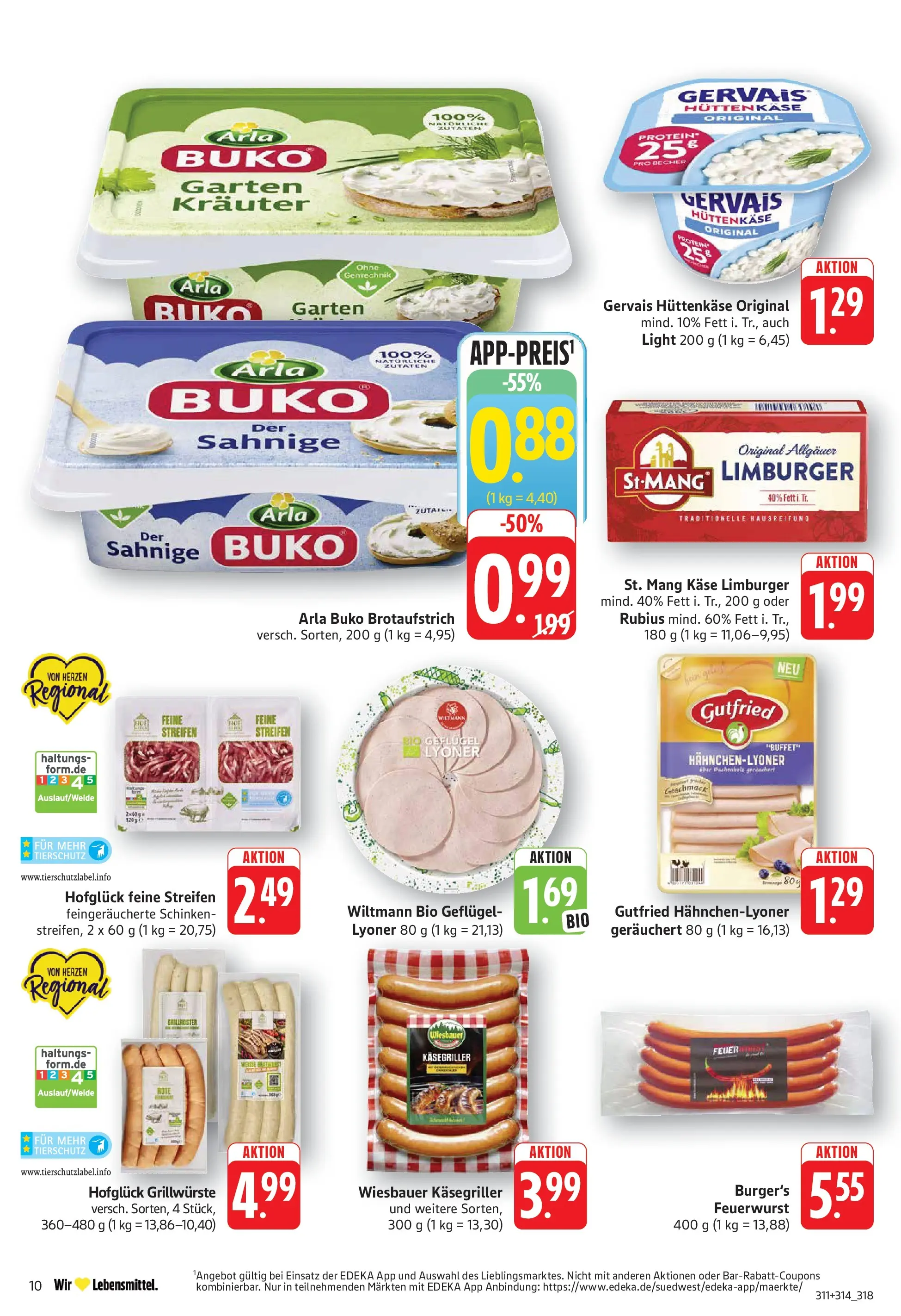 E center Prospekt Göppingen (ab 13.07.2026) zum Blättern | Seite: 10 | Produkte: Käse, Arla buko, Schinken, Hüttenkäse