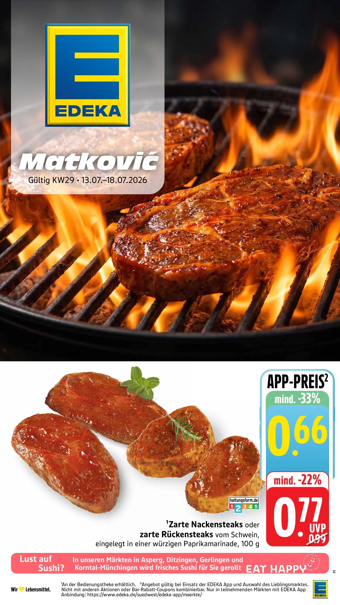 Edeka prospekt Möglingen (ab 13.07.2026) » Angebote Online | Seite: 1 | Produkte: Nackensteaks