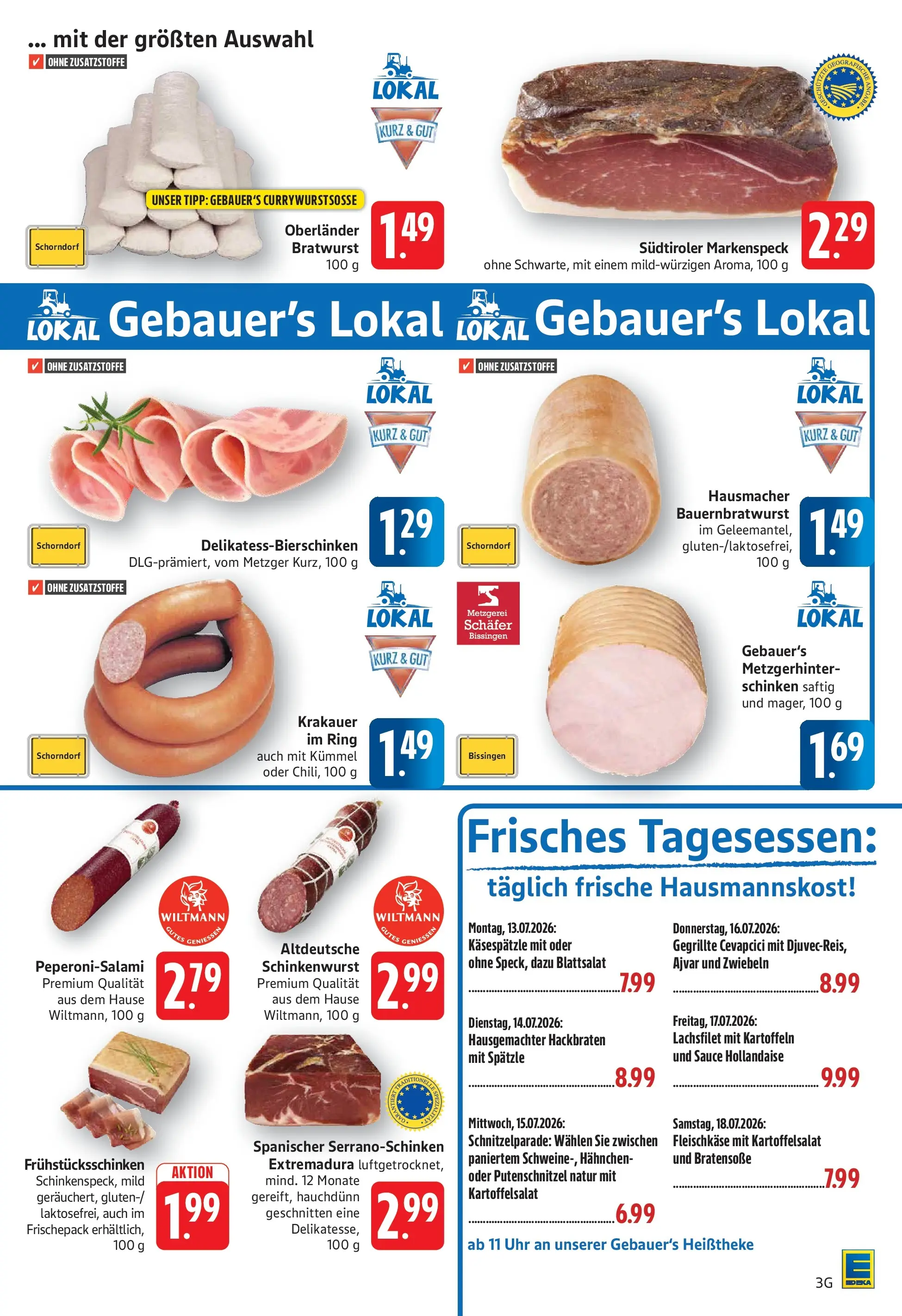 E center Prospekt Eislingen (ab 13.07.2026) zum Blättern | Seite: 3 | Produkte: Cevapcici, Zwiebeln, Putenschnitzel, Uhr