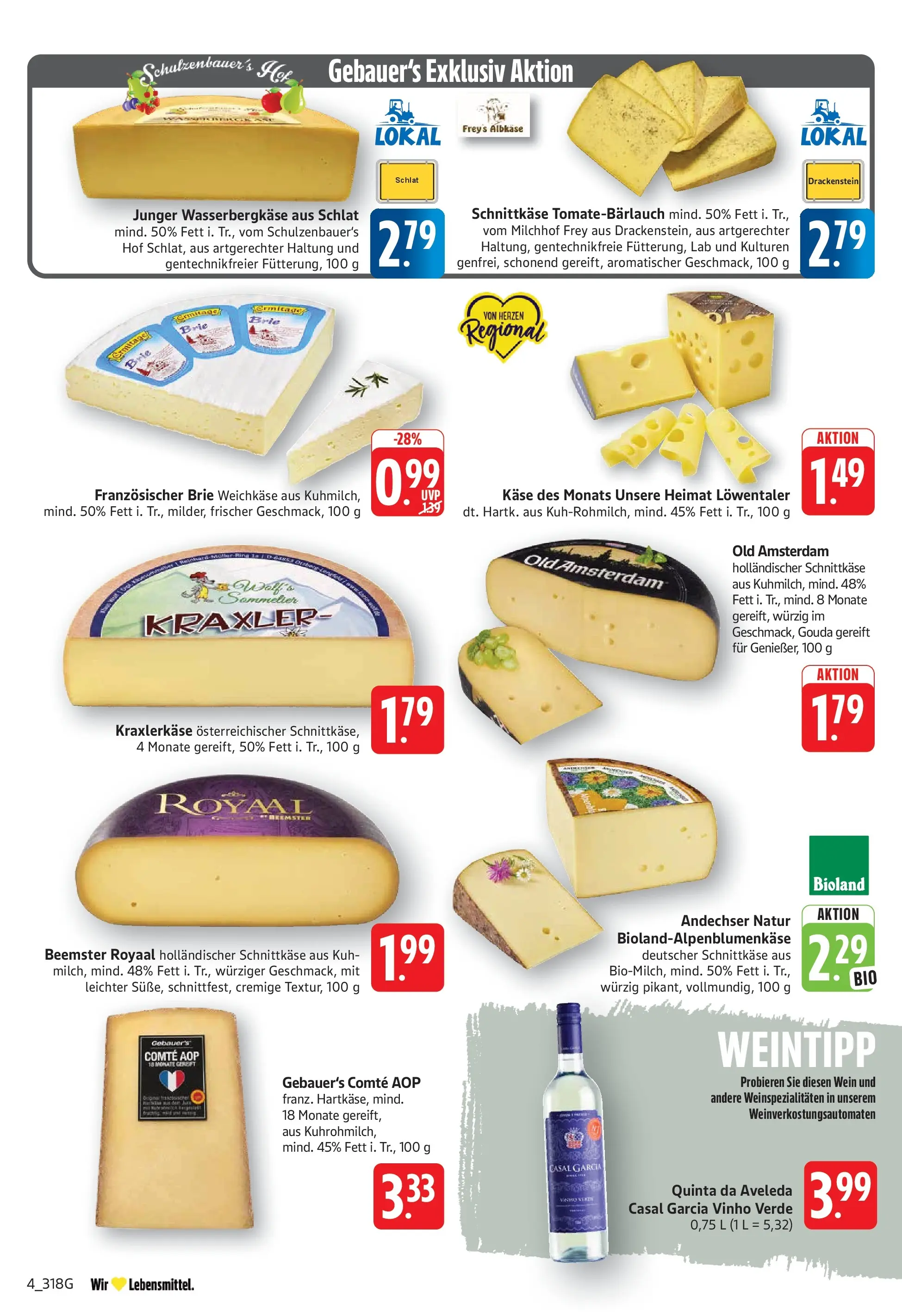 E center Prospekt Eislingen (ab 13.07.2026) zum Blättern | Seite: 4 | Produkte: Käse, Gouda, Wein