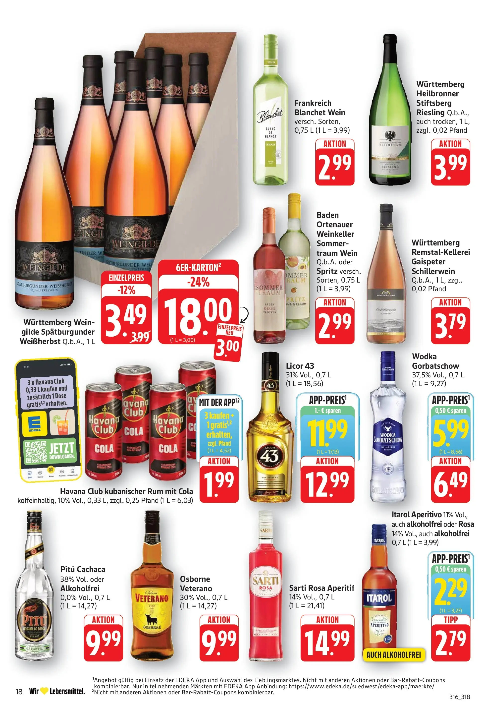 E center Prospekt Eislingen (ab 13.07.2026) zum Blättern | Seite: 18 | Produkte: Havana club, Osborne, Rum, Wodka