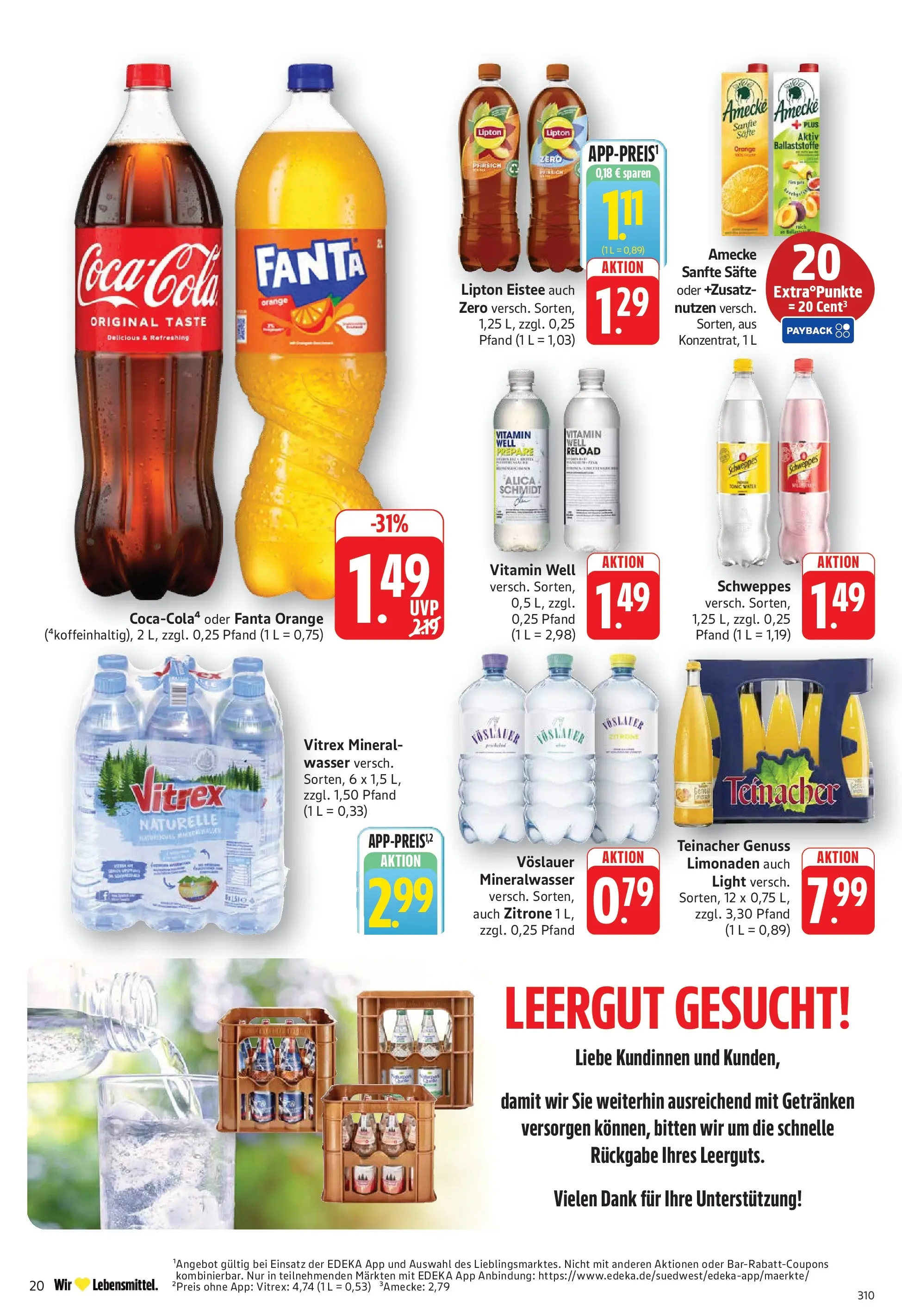 E center Prospekt Eislingen (ab 13.07.2026) zum Blättern | Seite: 20 | Produkte: Coca cola, Schweppes, Zitrone, Pfirsich