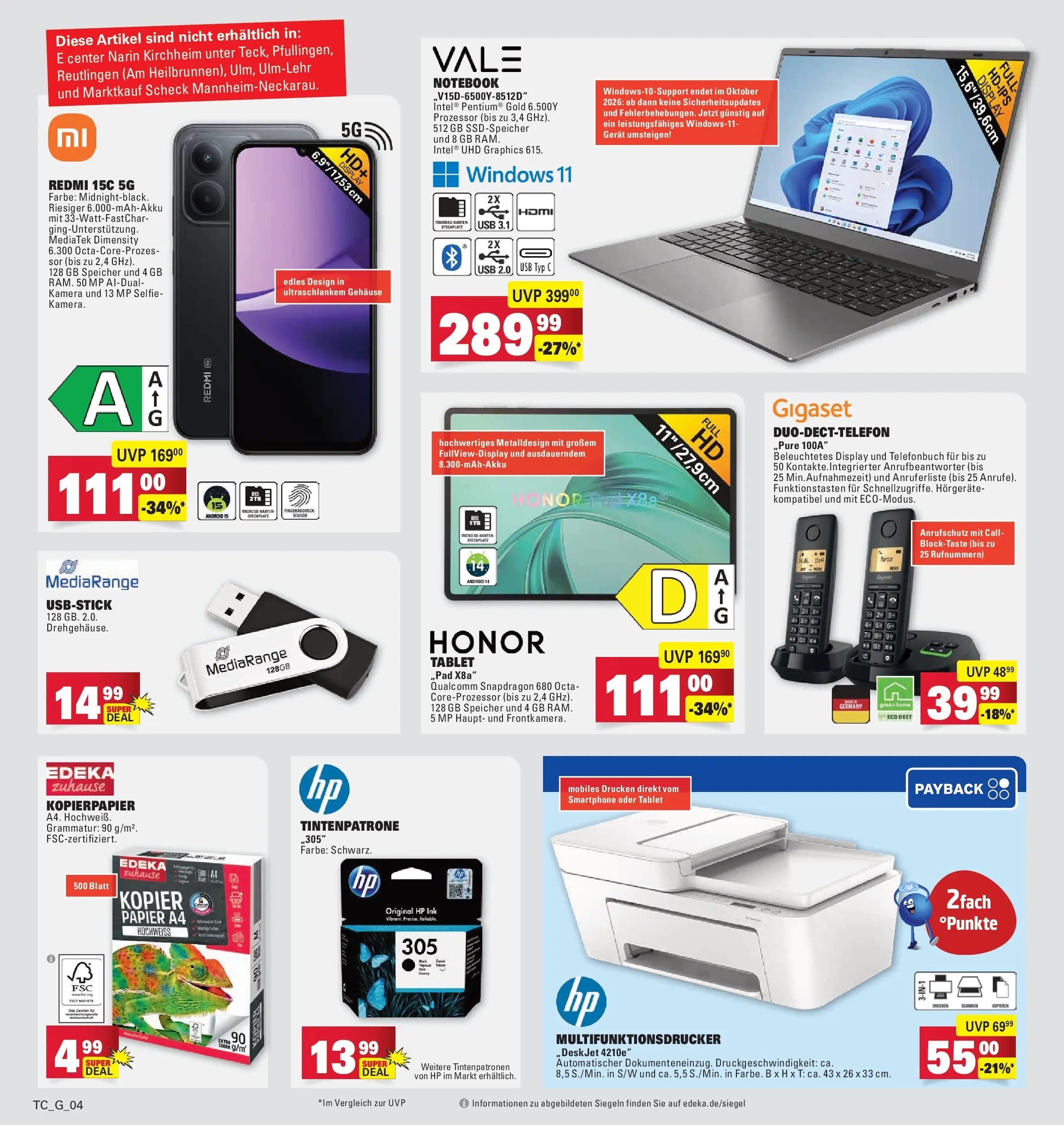 E center Prospekt Eislingen (ab 13.07.2026) zum Blättern | Seite: 36 | Produkte: Kamera, USB, Notebook, Smartphone