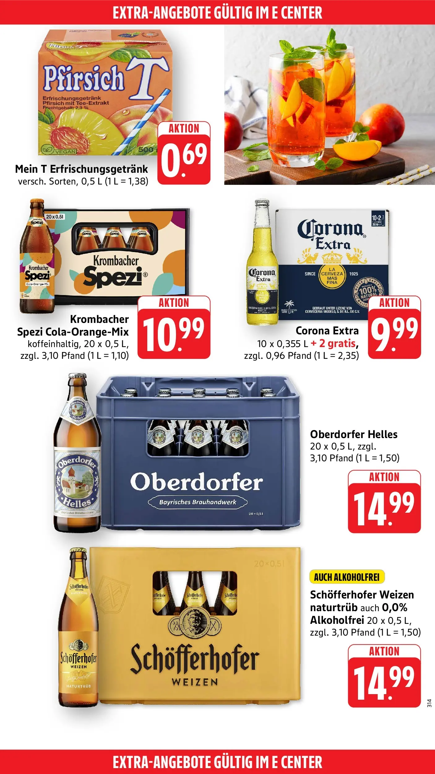 E center Prospekt Villingen - Schwenningen (ab 12.07.2026) zum Blättern | Seite: 51 | Produkte: Pfirsich, Krombacher