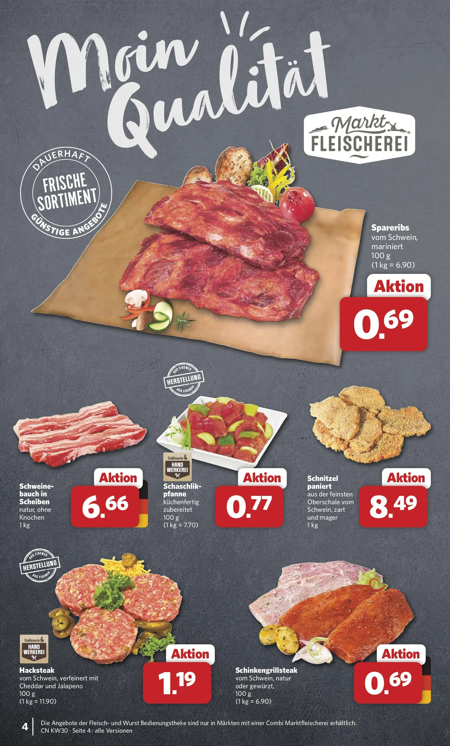 Combi Prospekt Weener (ab 20.07.2026) zum Blättern | Seite: 4 | Produkte: Schnitzel, Wurst, Fleisch