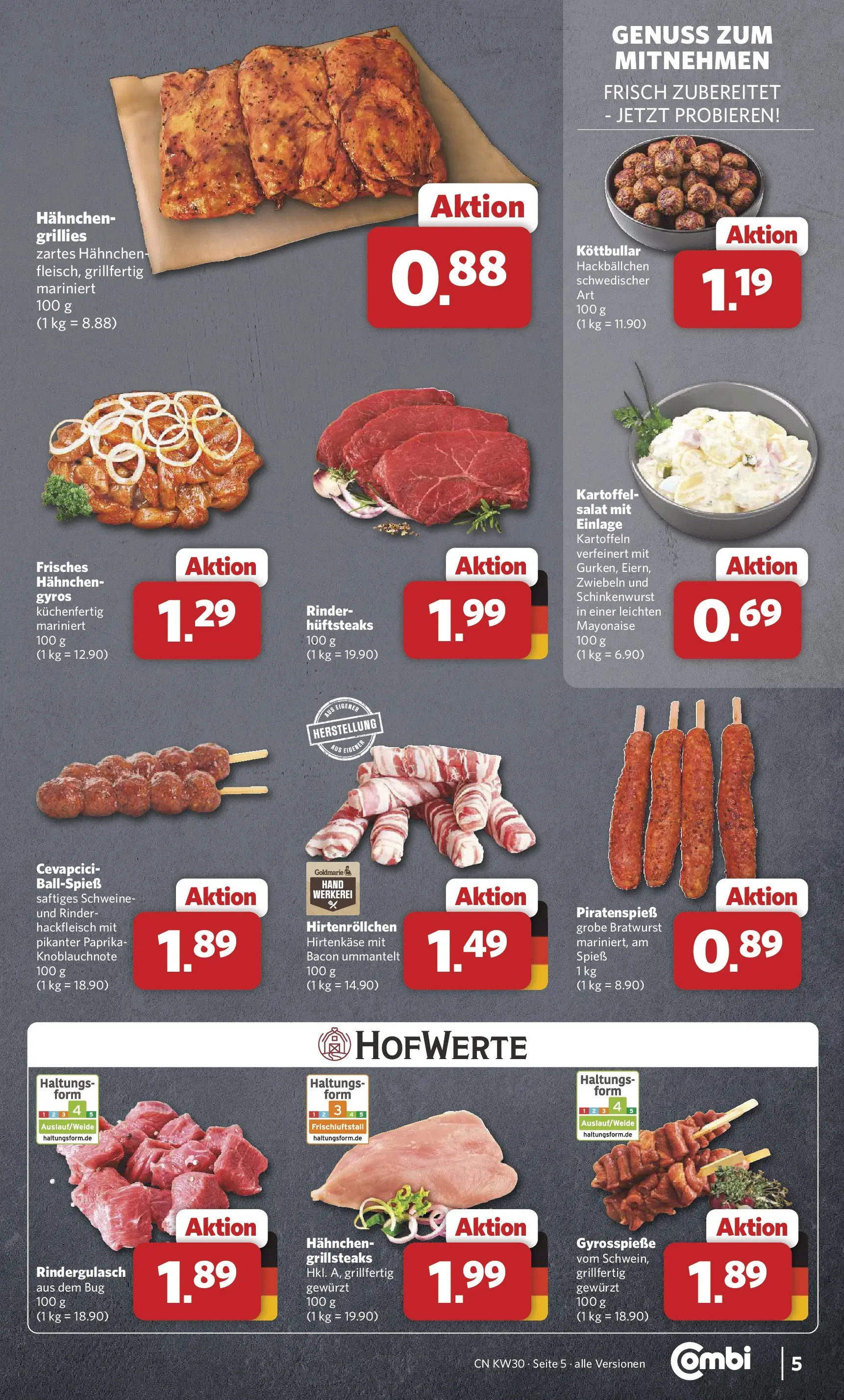 Combi Prospekt Weener (ab 20.07.2026) zum Blättern | Seite: 5 | Produkte: Bratwurst, Cevapcici, Kartoffeln, Paprika