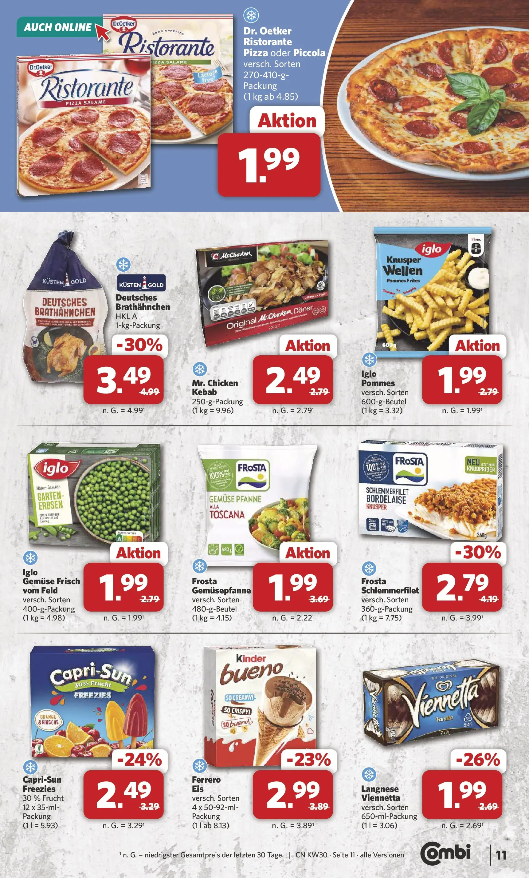 Combi Prospekt Weener (ab 20.07.2026) zum Blättern | Seite: 11 | Produkte: Ristorante, Pommes, Pommes frites, Erbsen