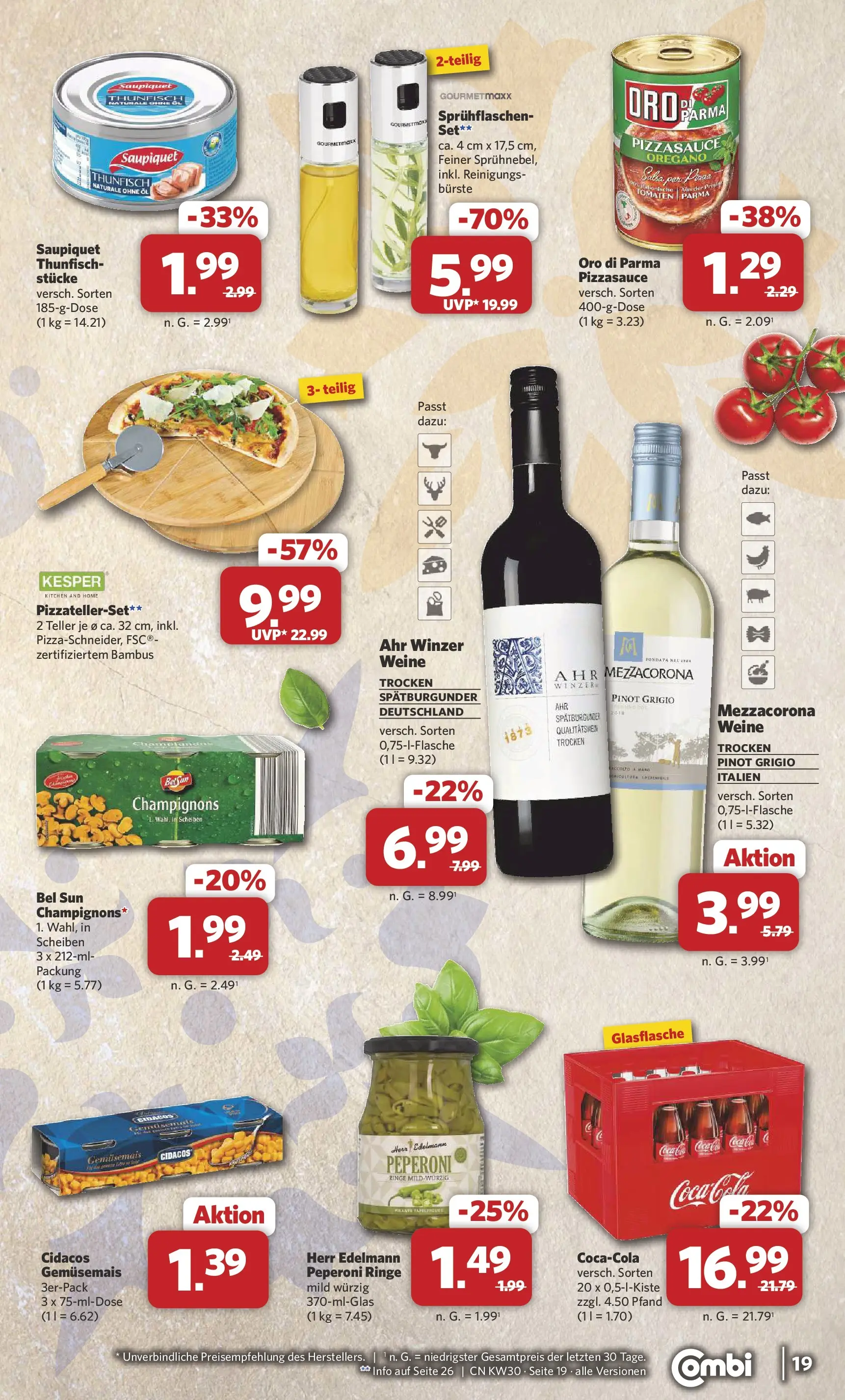 Combi Prospekt Weener (ab 20.07.2026) zum Blättern | Seite: 19 | Produkte: Öl, Thunfisch, Tomaten, Bürste