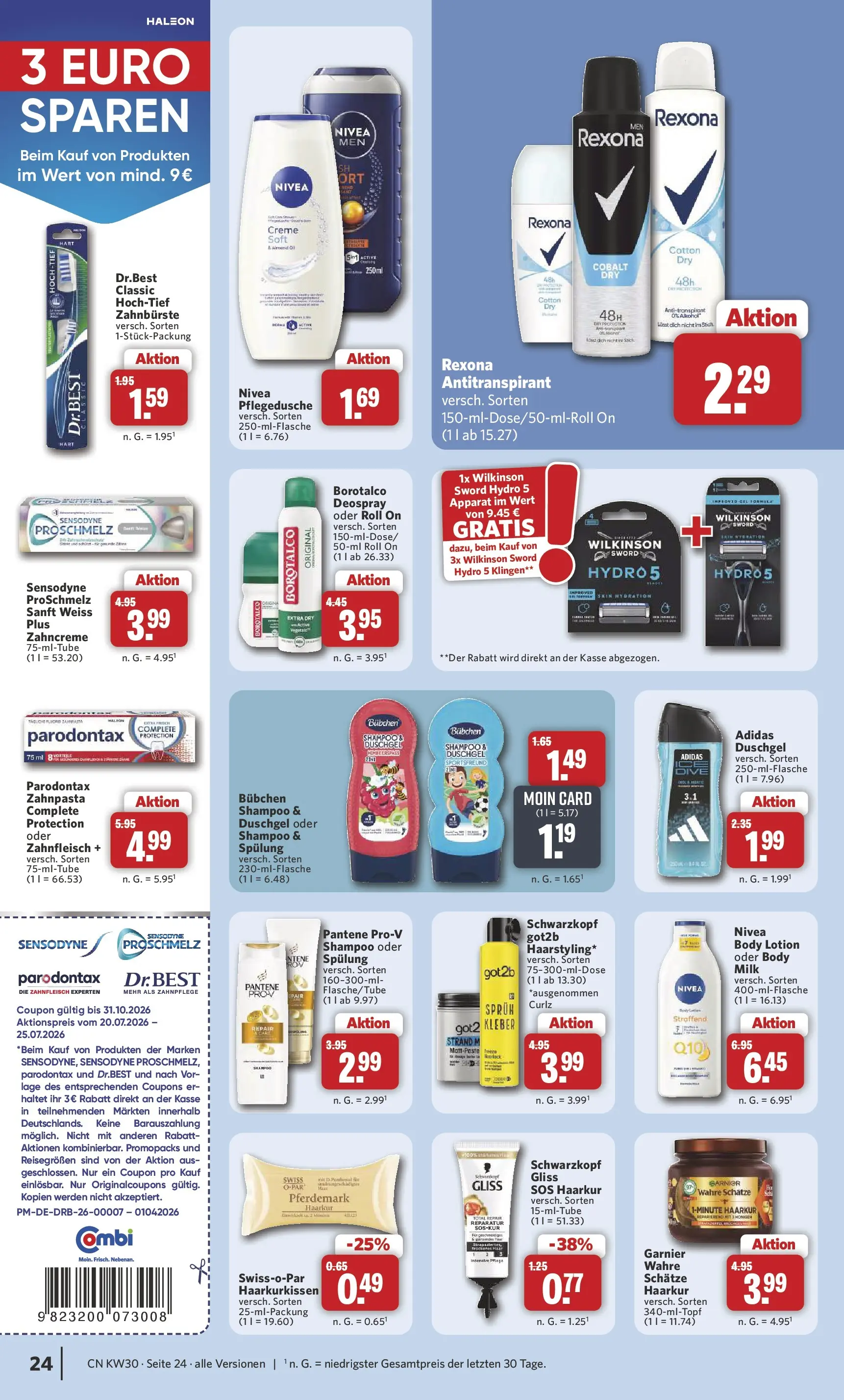 Combi Prospekt Weener (ab 20.07.2026) zum Blättern | Seite: 26 | Produkte: Shampoo, Creme, Duschgel, Antitranspirant