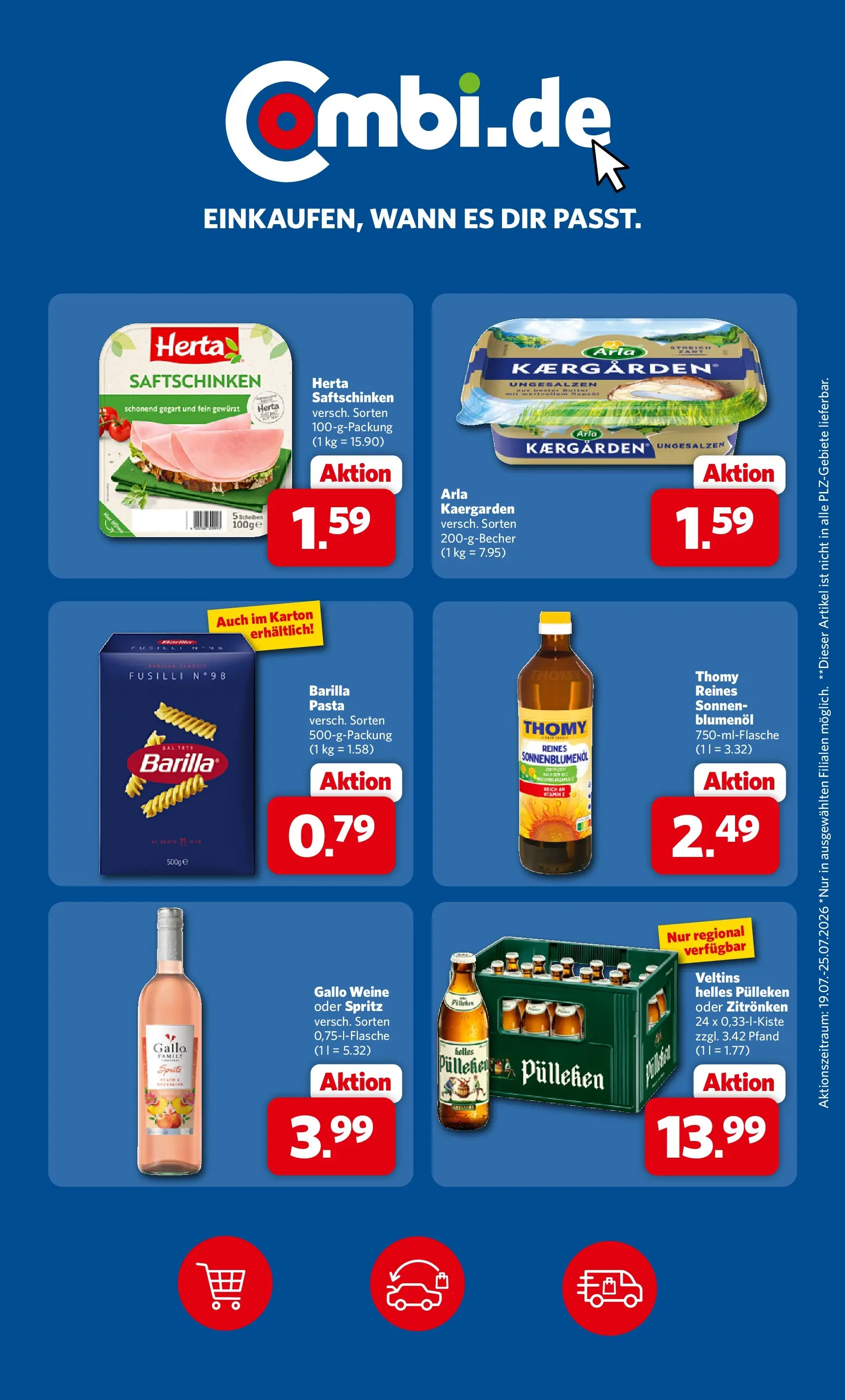 Combi Prospekt Weener (ab 20.07.2026) zum Blättern | Seite: 33 | Produkte: Helles pulleken, Sonnenblumenol, Pasta, Veltins