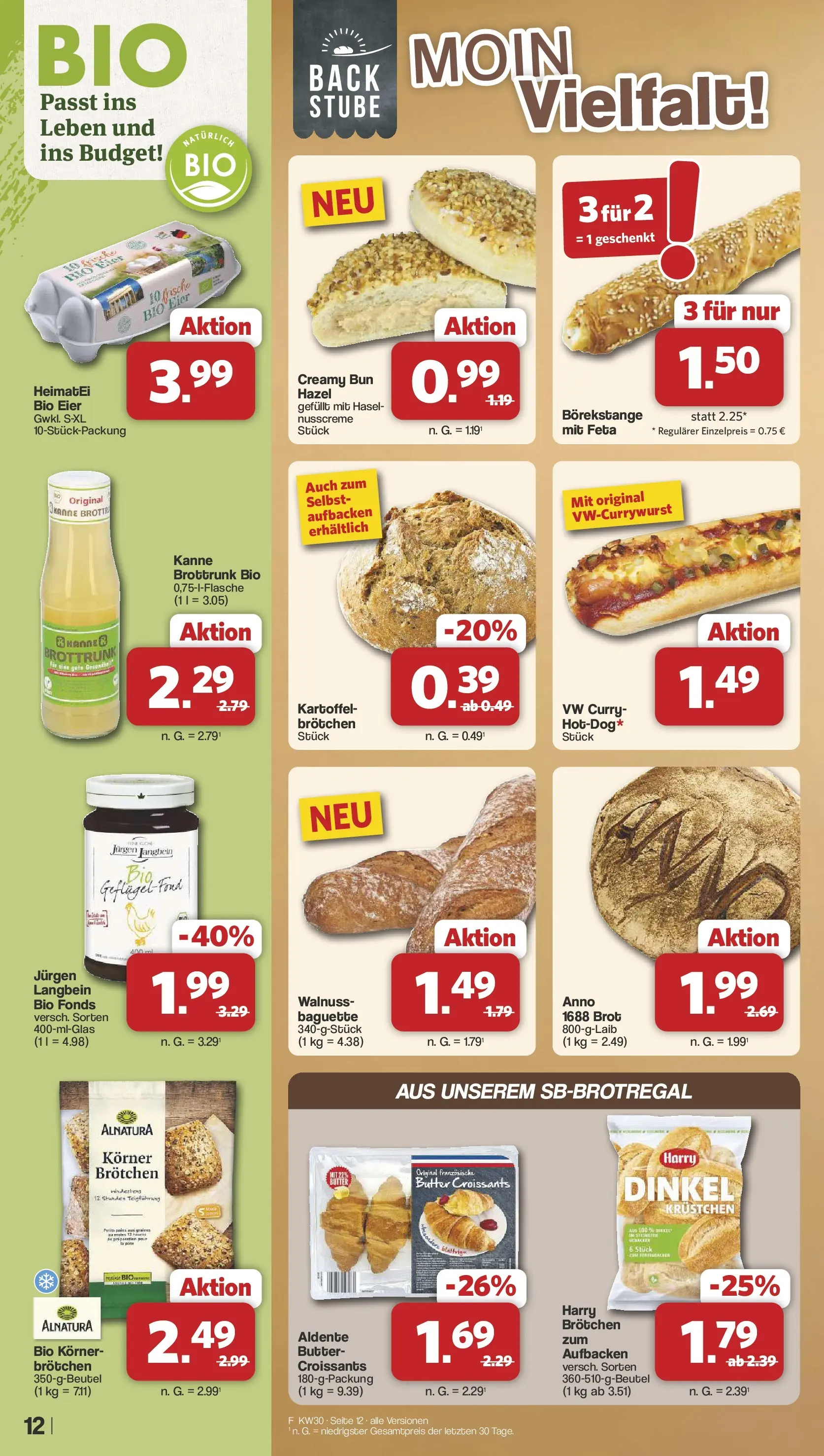 Famila Nordwest Wochenangebote (ab 20.07.2026) zum Blättern | Seite: 12 | Produkte: Feta, Butter, Eier, Brot