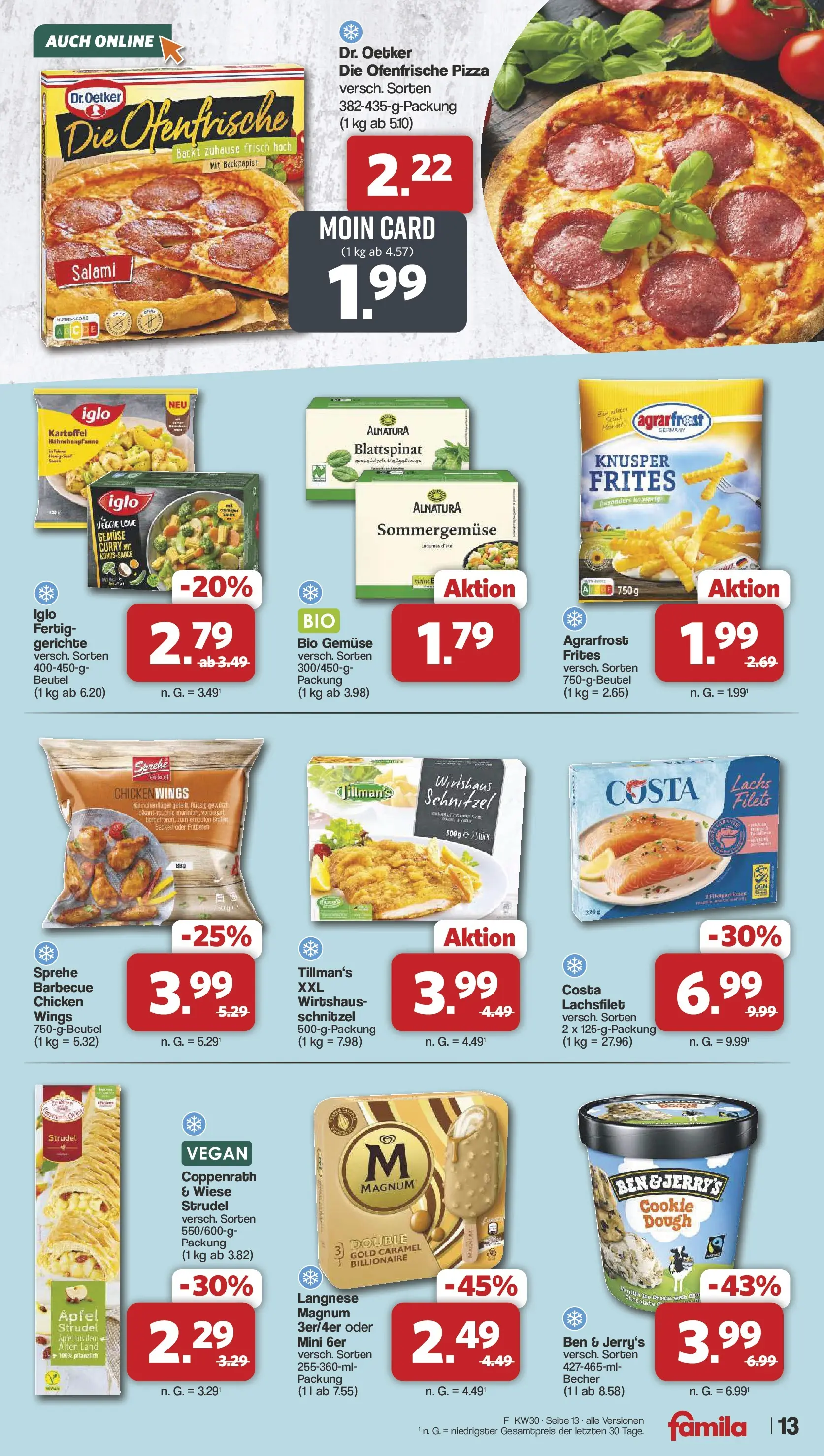 Famila Nordwest Wochenangebote (ab 20.07.2026) zum Blättern | Seite: 13 | Produkte: Iglo, Äpfel, Ofenfrische, Lachs