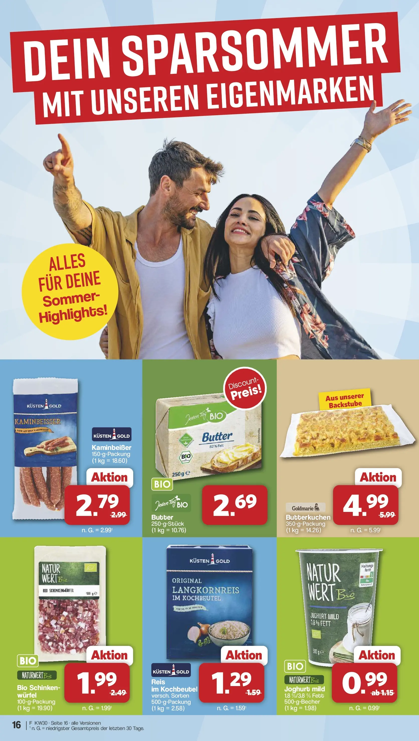 Famila Nordwest Wochenangebote (ab 20.07.2026) zum Blättern | Seite: 16 | Produkte: Butter, Joghurt, Schinken, Reis