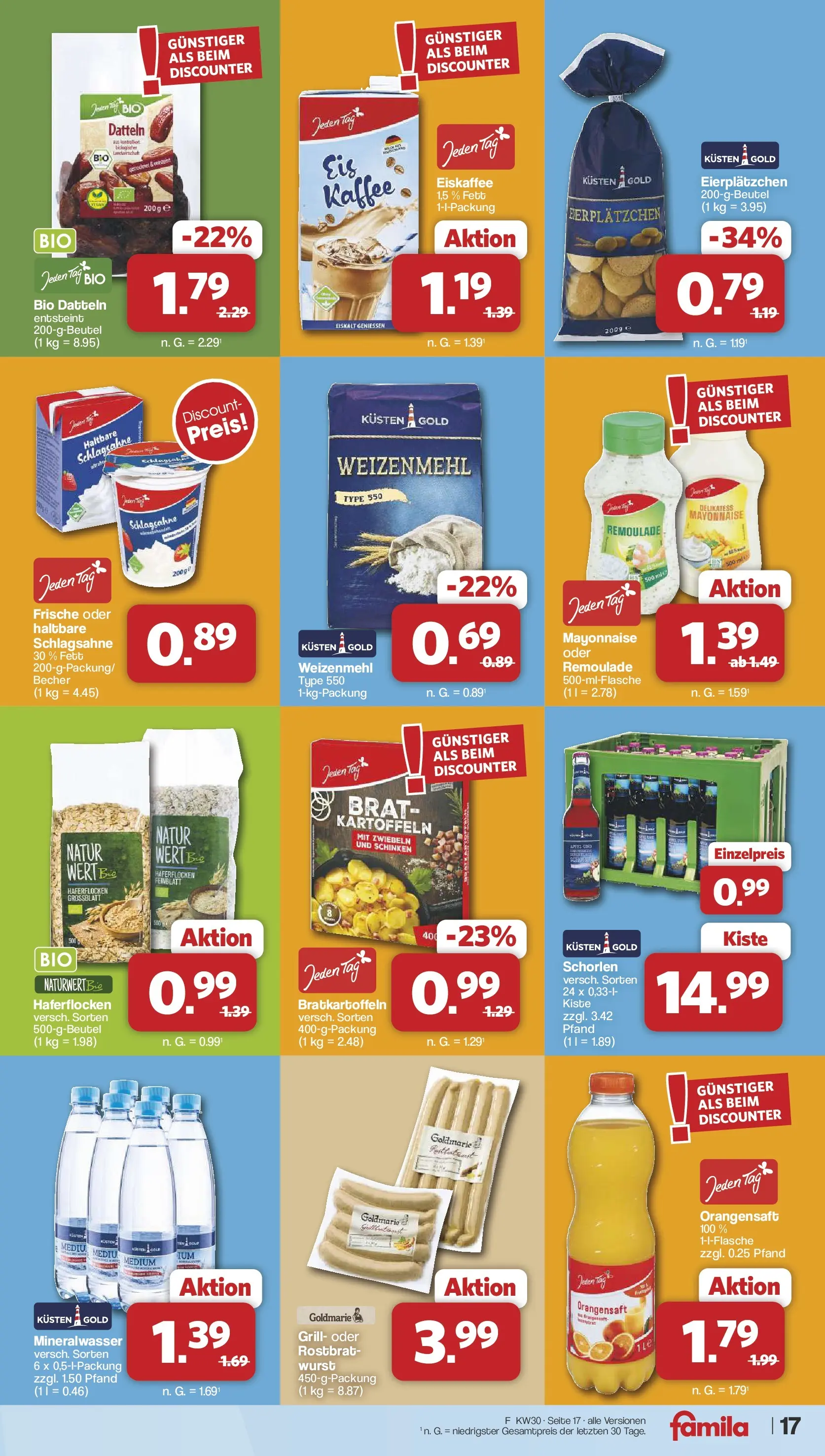 Famila Nordwest Wochenangebote (ab 20.07.2026) zum Blättern | Seite: 17 | Produkte: Äpfel, Weizenmehl, Orangensaft, Mineralwasser