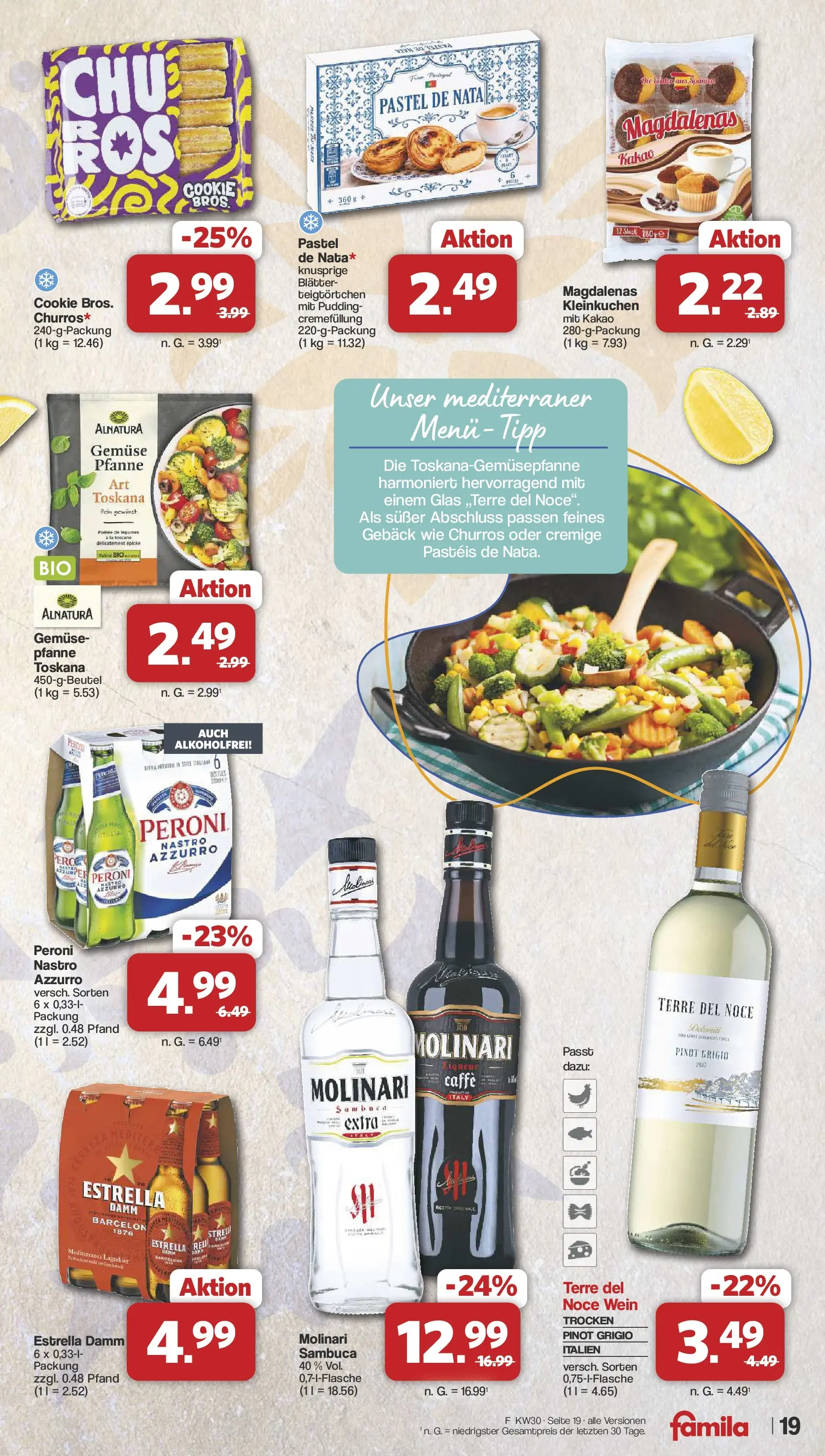 Famila Nordwest Wochenangebote (ab 20.07.2026) zum Blättern | Seite: 19 | Produkte: Sambuca, Pudding, Gemüse, Wein
