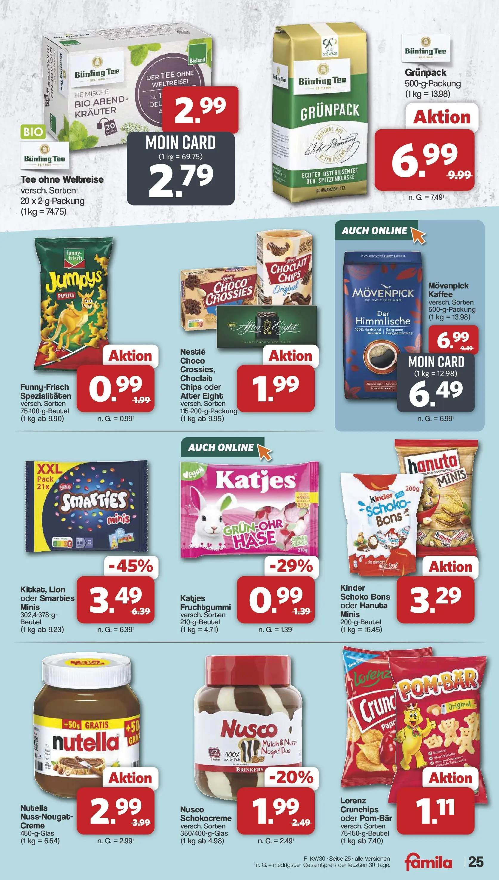 Famila Nordwest Wochenangebote (ab 20.07.2026) zum Blättern | Seite: 25 | Produkte: Kaffee, Katjes, Creme, Movenpick kaffee
