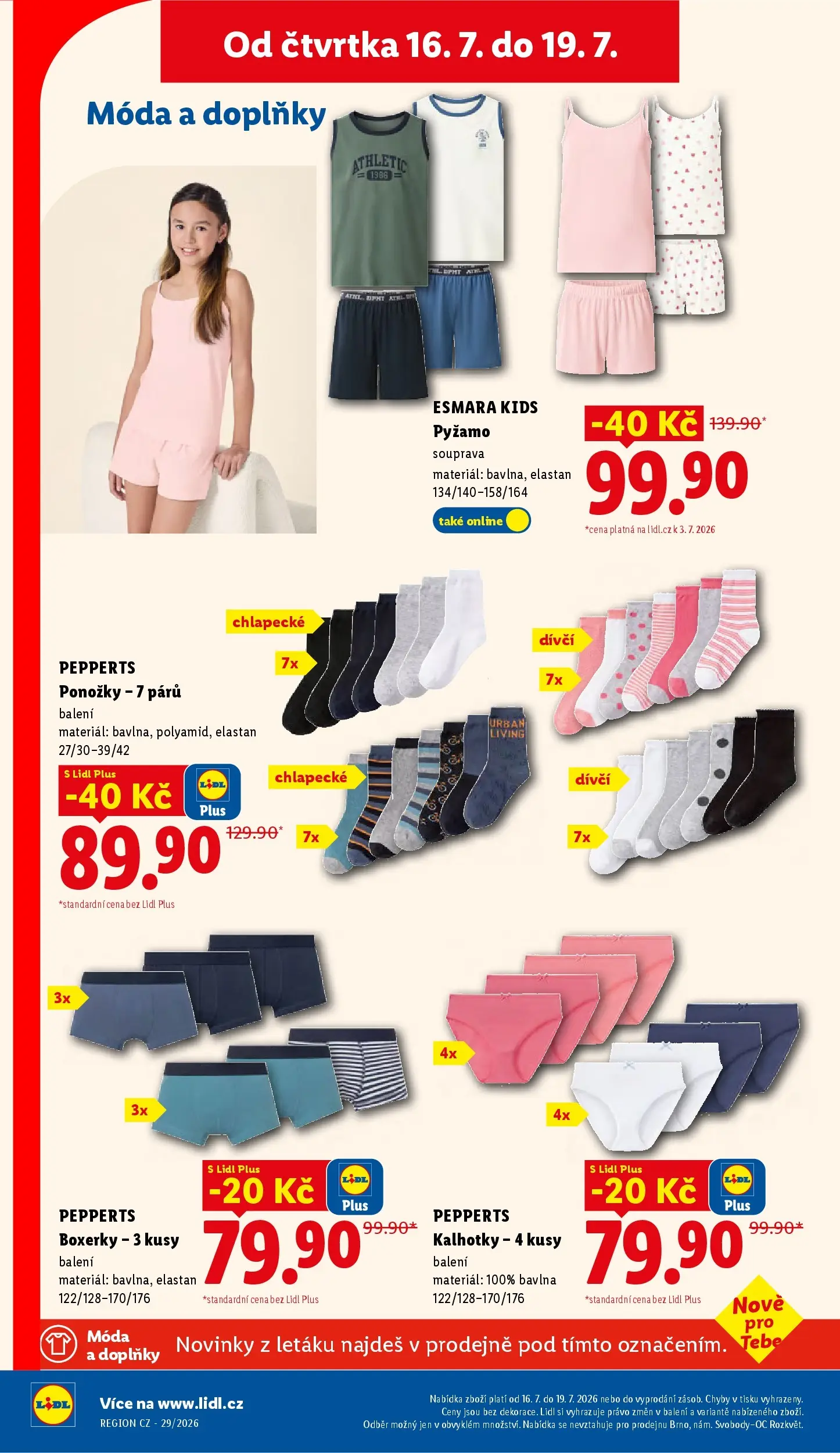Lidl leták od 12.07.2026 - Nový akční leták | Strana: 20 | Produkty: Kalhotky, Ponožky, Pyžamo, Boxerky