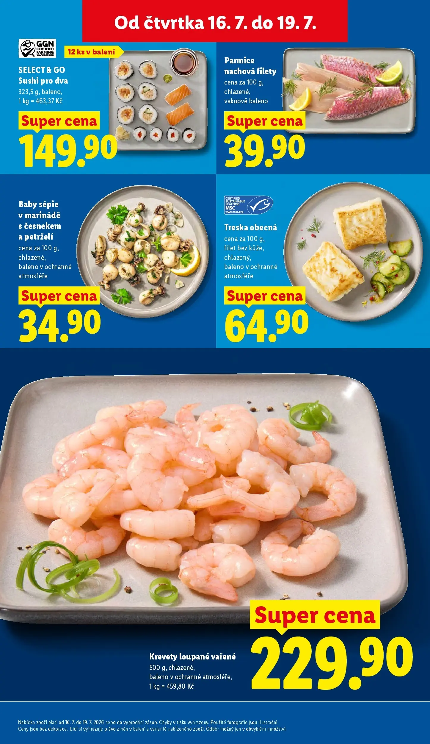 Lidl leták od 15.07.2026 - Nový akční leták | Strana: 17 | Produkty: Krevety loupané, Sushi, Filet, Krevety