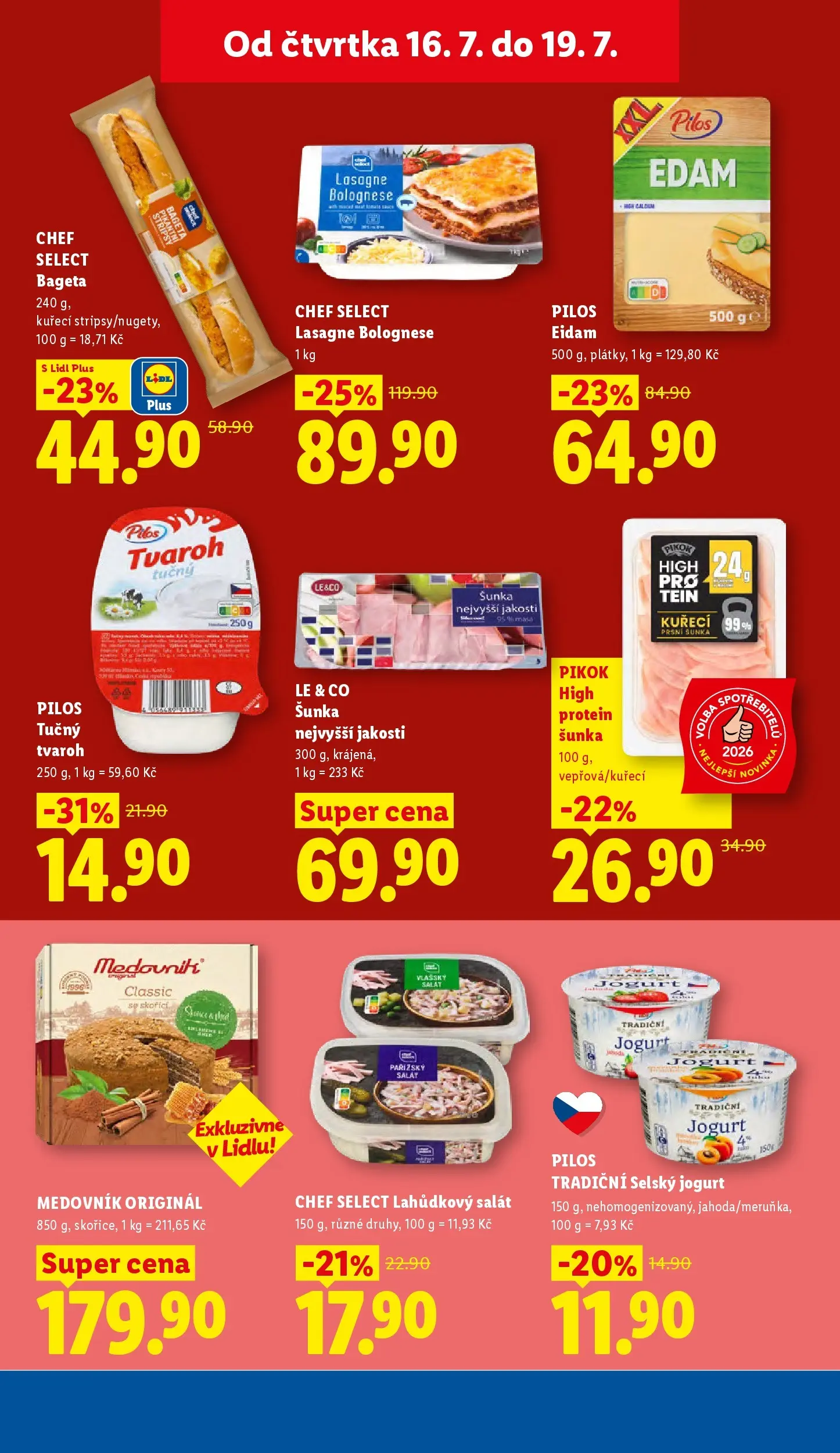 Lidl leták od 15.07.2026 - Nový akční leták | Strana: 19 | Produkty: Tvaroh, Eidam, Protein, Lasagne