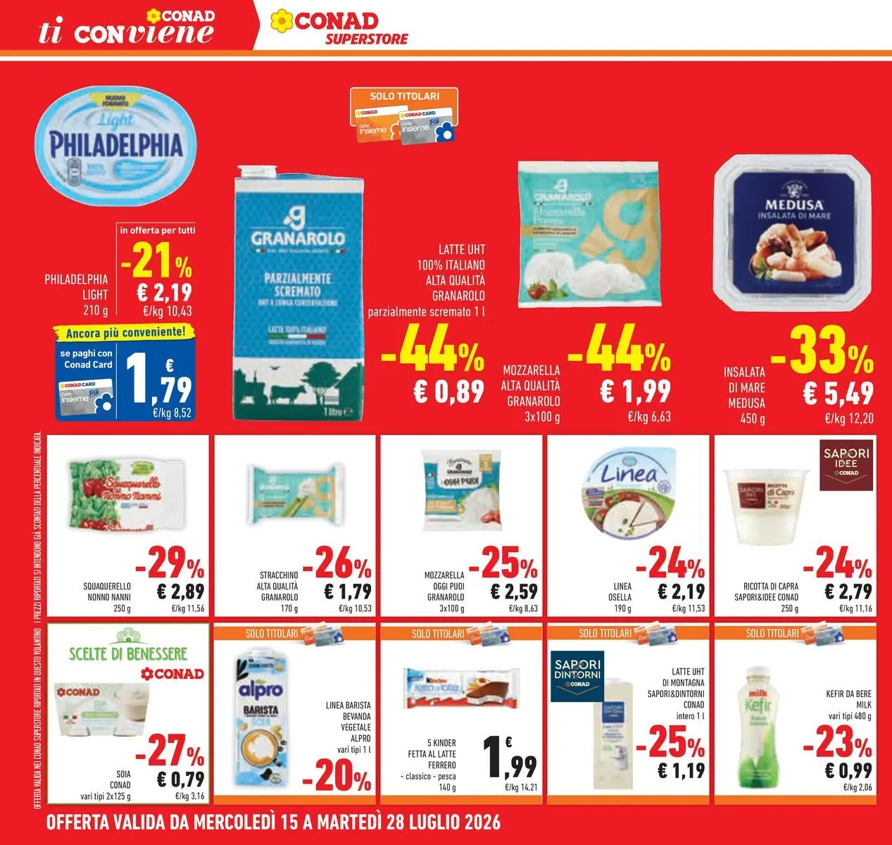 Volantino Conad dal 14/07/2026 > Anteprima | Pagina: 18 | Prodotti: Insalata, Mozzarella, Latte, Pesca