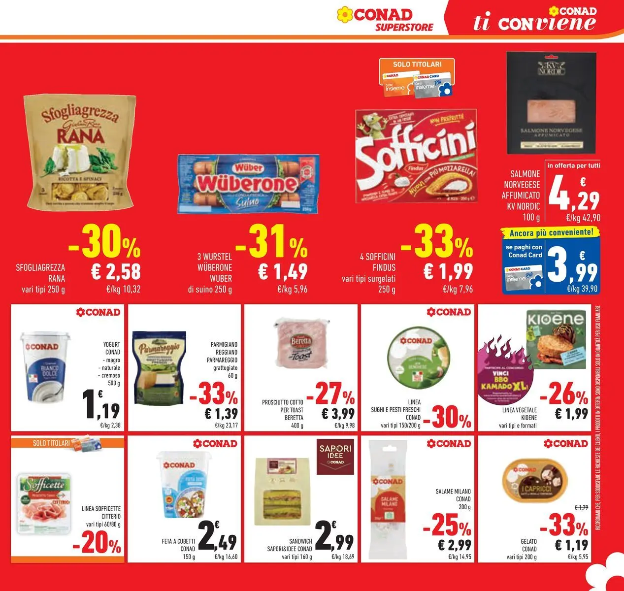 Volantino Conad dal 14/07/2026 > Anteprima | Pagina: 19 | Prodotti: Salmone, Suino, Wurstel, Parmigiano