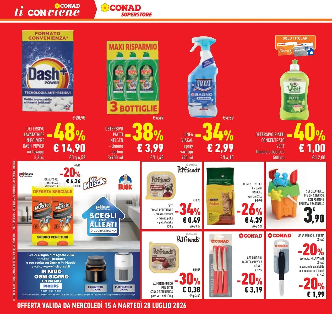Volantino Conad dal 14/07/2026 > Anteprima | Pagina: 26 | Prodotti: Paté, Detergente, Rastrello, Friggitrice