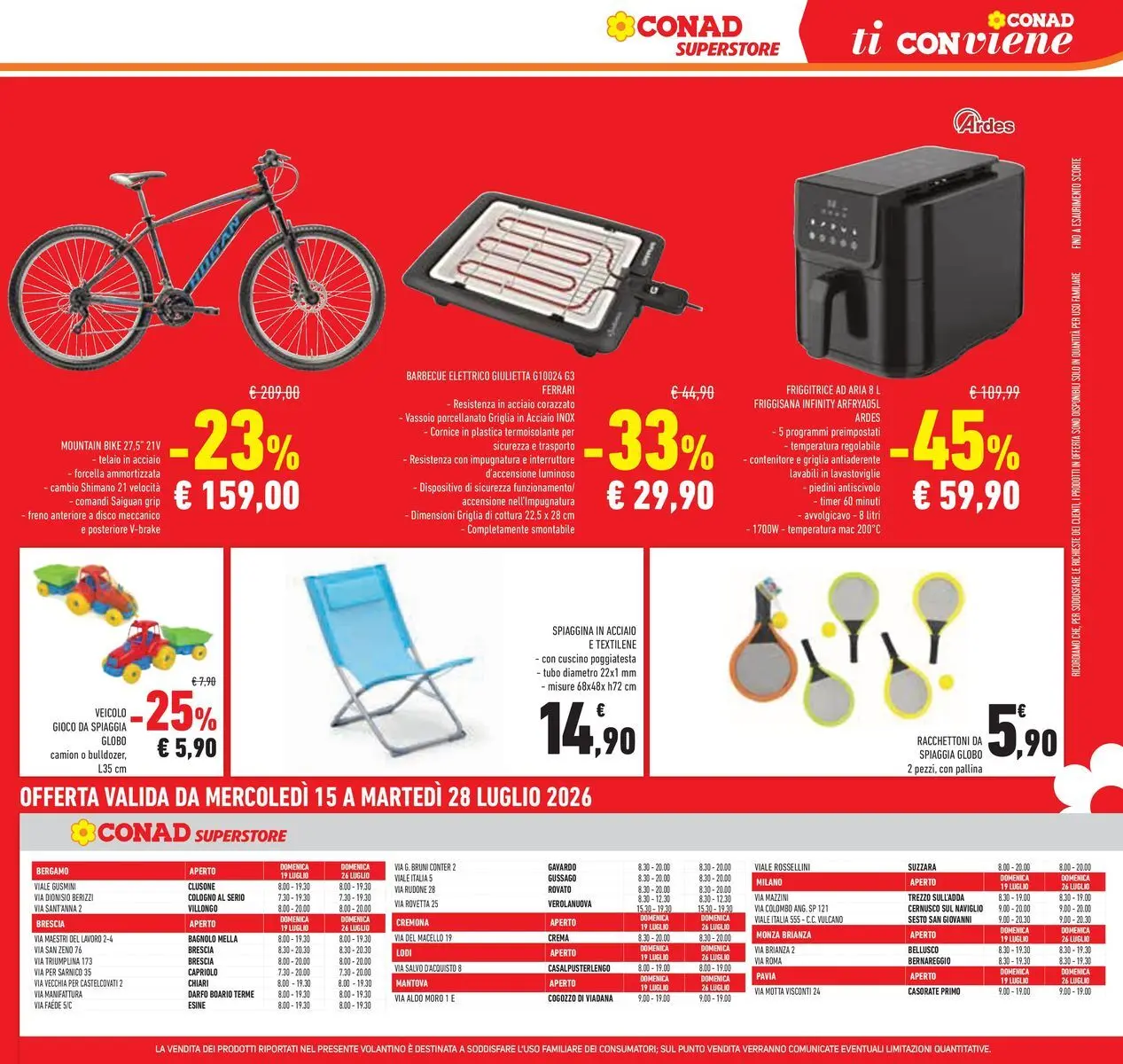 Volantino Conad dal 14/07/2026 > Anteprima | Pagina: 27 | Prodotti: Disco, Griglia, Friggitrice, Cuscino
