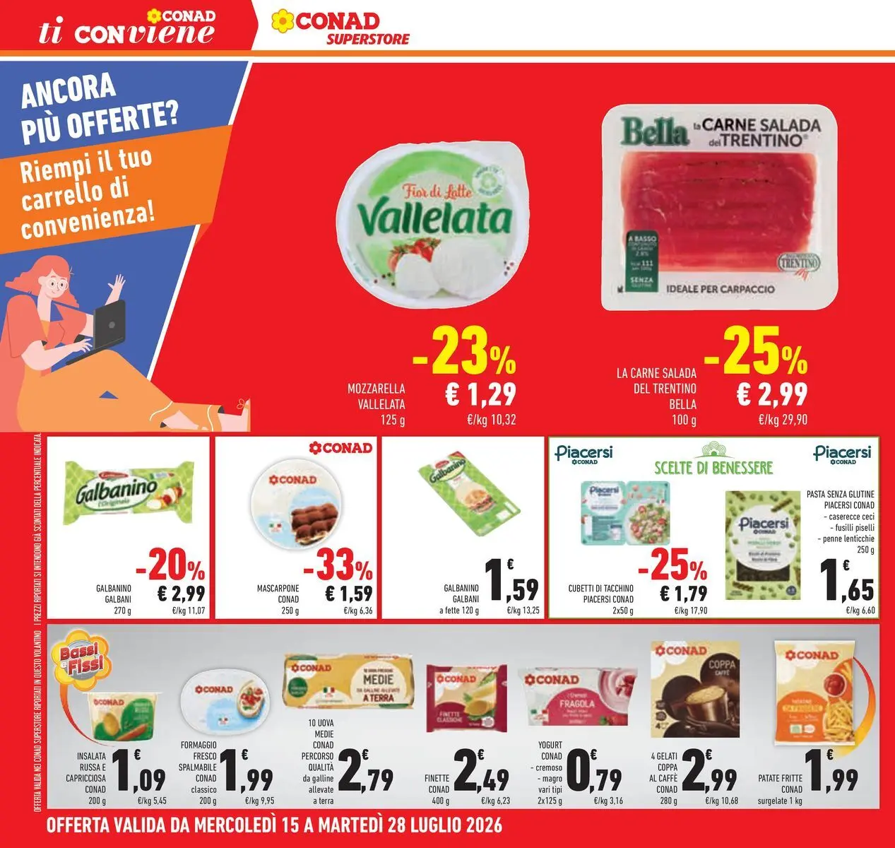 Volantino Conad dal 14/07/2026 > Anteprima | Pagina: 28 | Prodotti: Ceci, Tacchino, Mozzarella, Pasta
