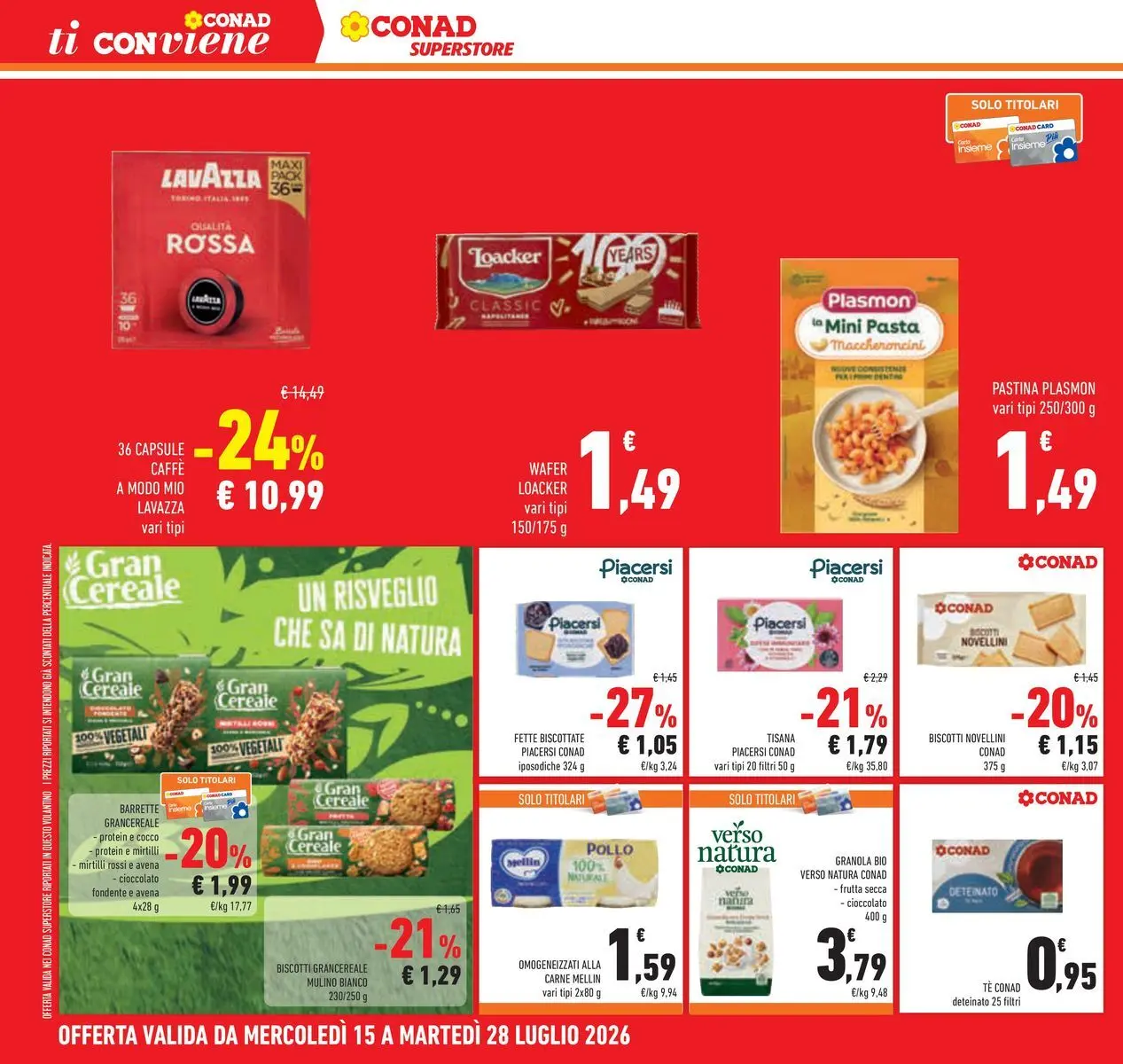 Volantino Conad dal 14/07/2026 > Anteprima | Pagina: 30 | Prodotti: Pollo, Cocco, Fette biscottate, Lavazza
