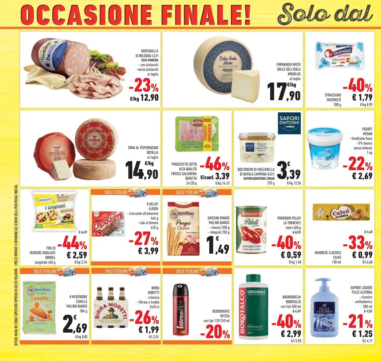 Volantino Conad dal 14/07/2026 > Anteprima | Pagina: 40 | Prodotti: Mozzarella, Formaggio, Limone, Birra Moretti