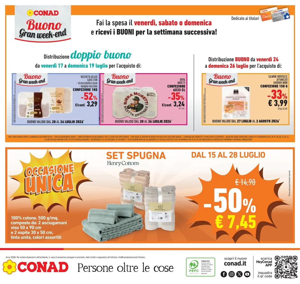 Volantino Conad dal 14/07/2026 > Anteprima | Pagina: 42 | Prodotti: Spugna, Birra, Salmone, Gelato