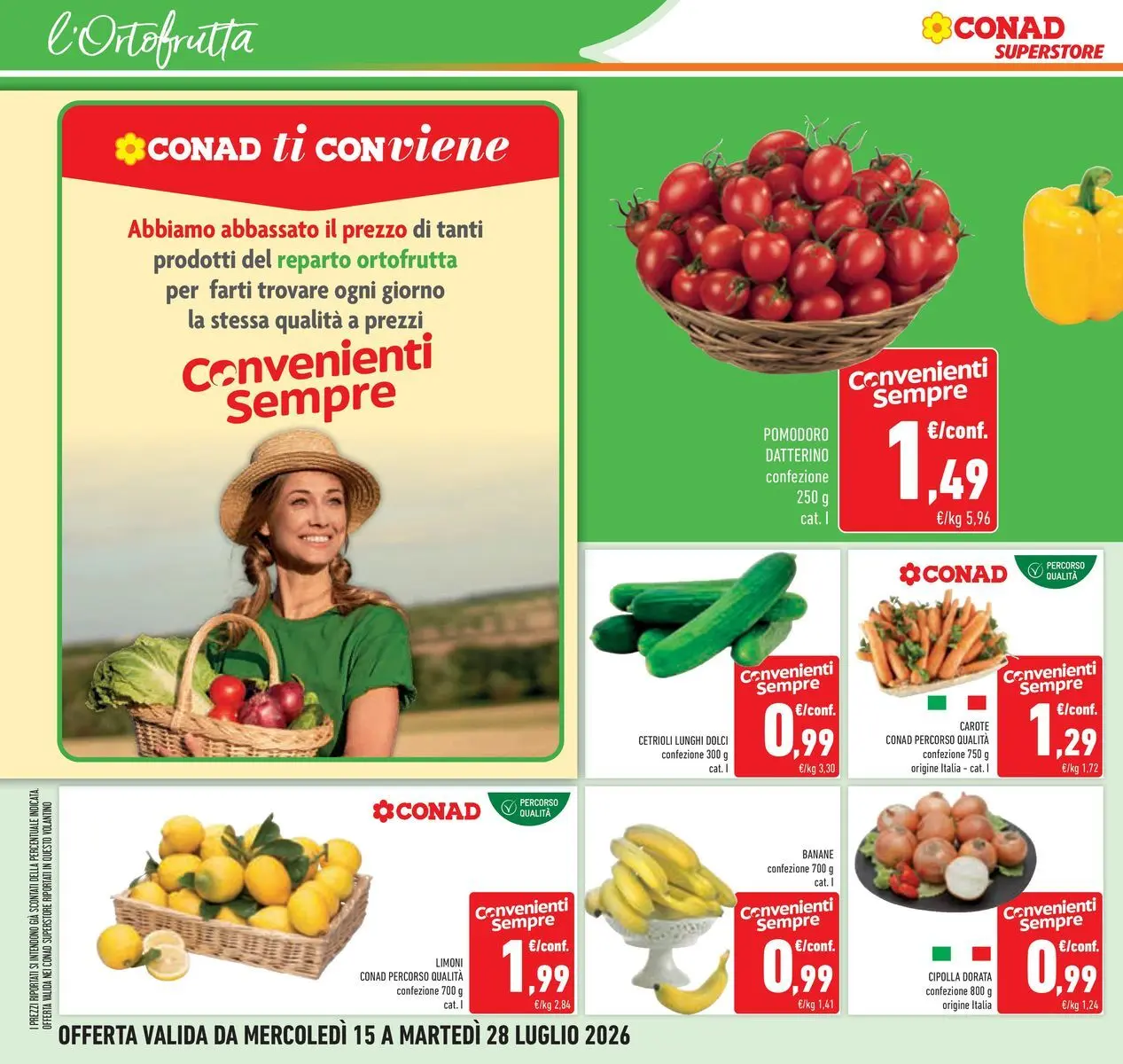 Volantino Conad dal 14/07/2026 > Anteprima | Pagina: 10 | Prodotti: Banane, Cetrioli, Pomodoro, Carote