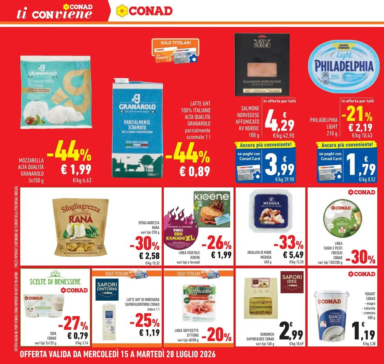 Volantino Conad dal 14/07/2026 > Anteprima | Pagina: 20 | Prodotti: Yogurt, Salmone, Mozzarella, Latte