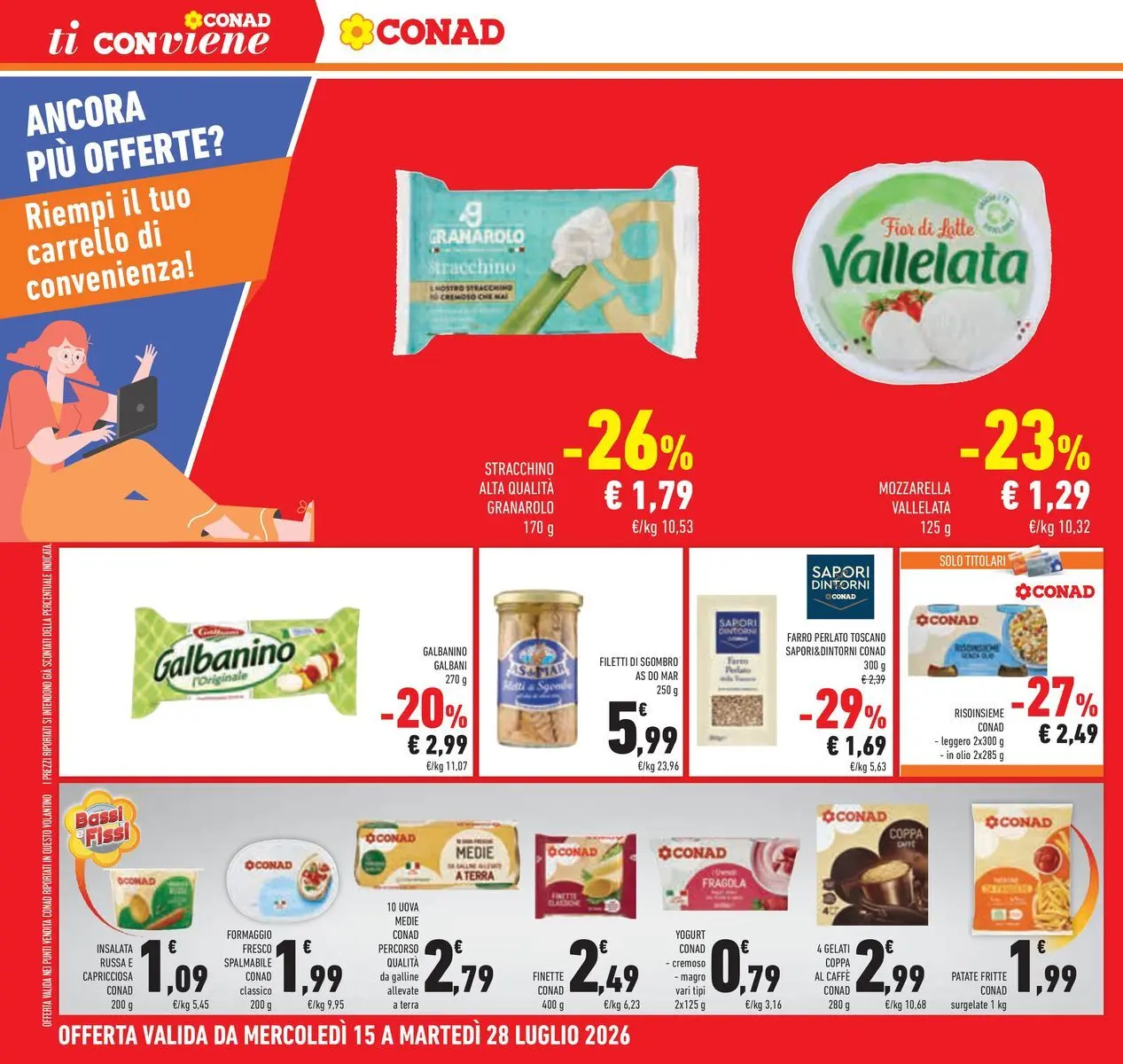 Volantino Conad dal 14/07/2026 > Anteprima | Pagina: 28 | Prodotti: Uova, Patate, Formaggio, Farro