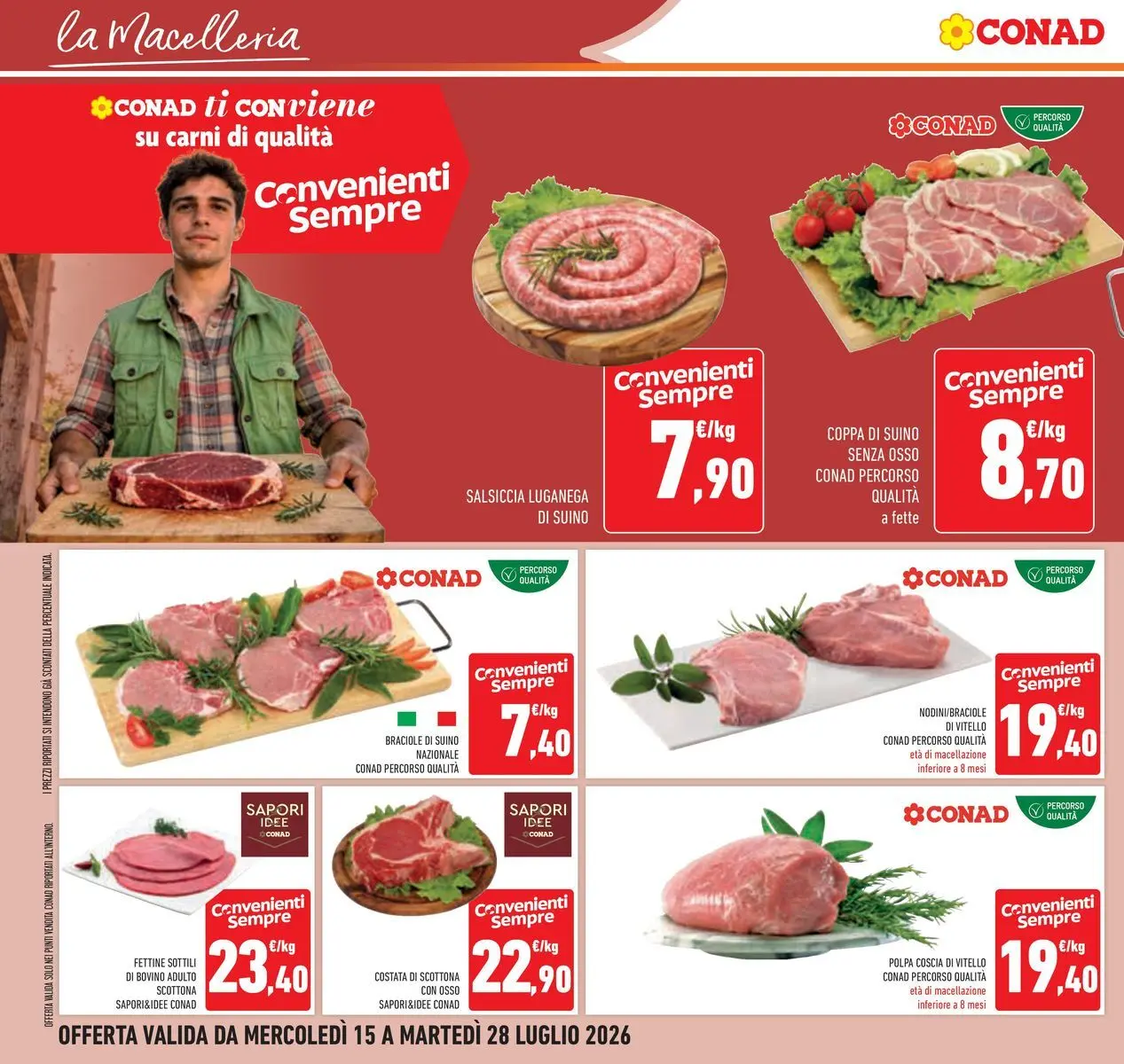 Volantino Conad dal 14/07/2026 > Anteprima | Pagina: 12 | Prodotti: Bovino, Suino, Salsiccia, Vitello