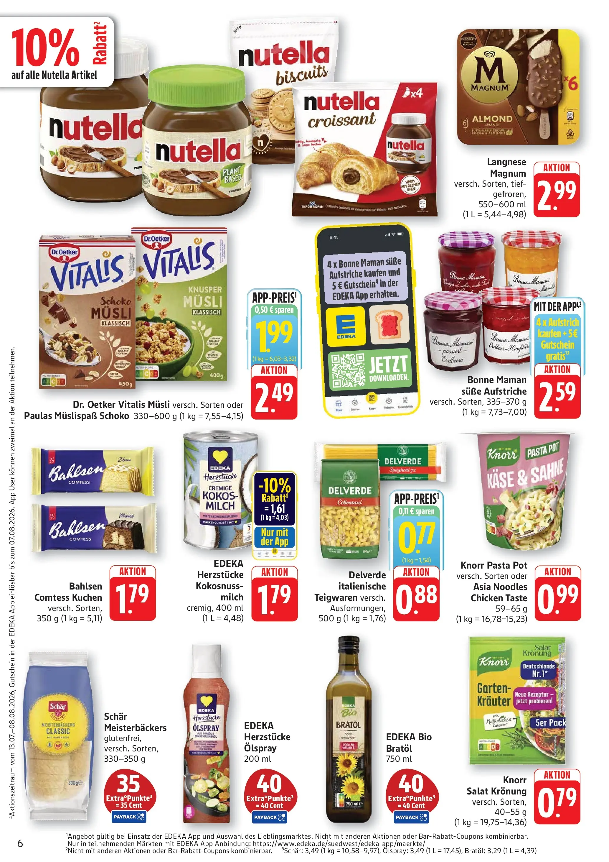 Edeka prospekt Altrip (ab 13.07.2026) » Angebote Online | Seite: 6 | Produkte: Langnese, Käse, Knorr, Nutella