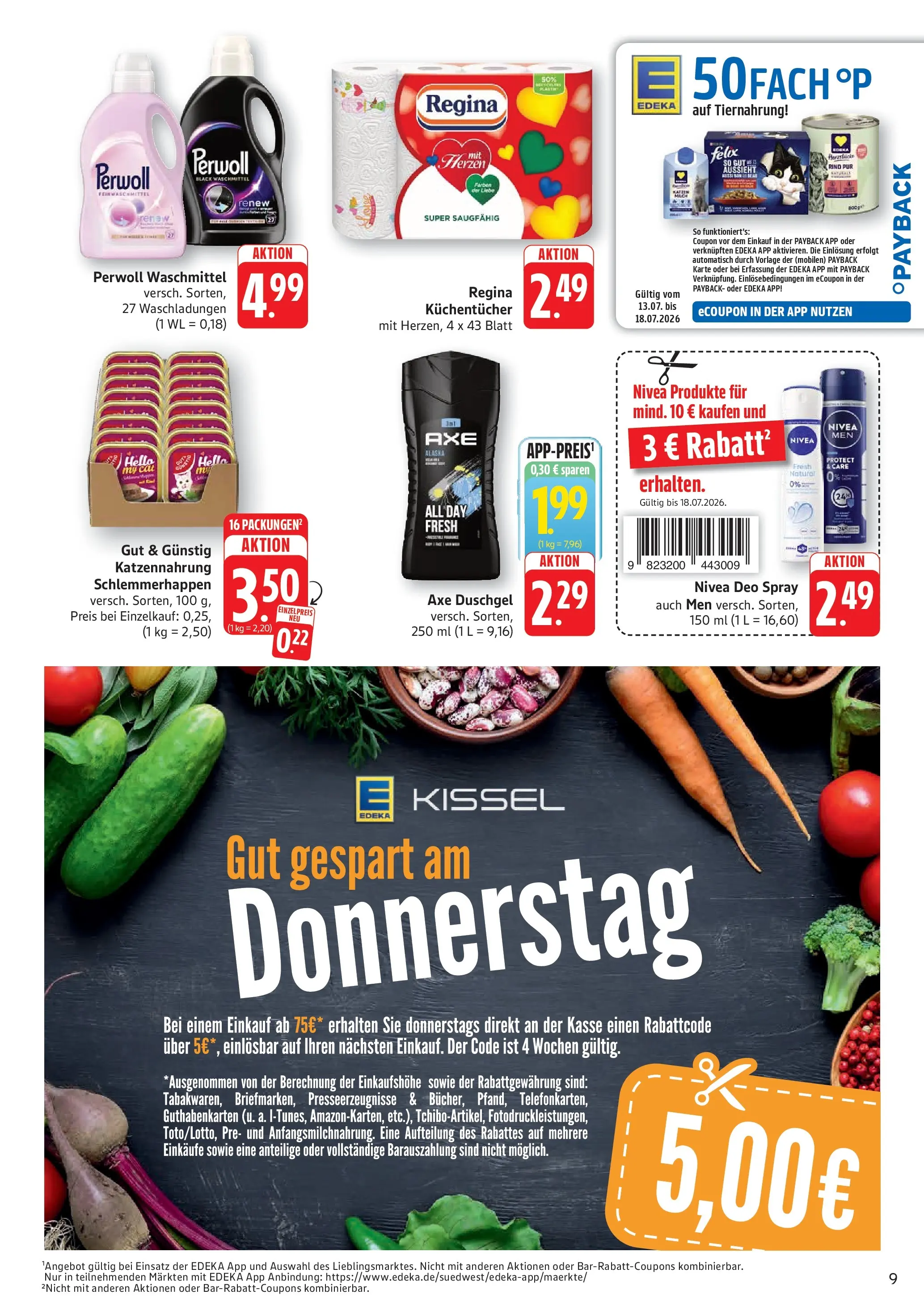 Edeka prospekt Altrip (ab 13.07.2026) » Angebote Online | Seite: 9 | Produkte: Perwoll, Duschgel, Hella, Axe