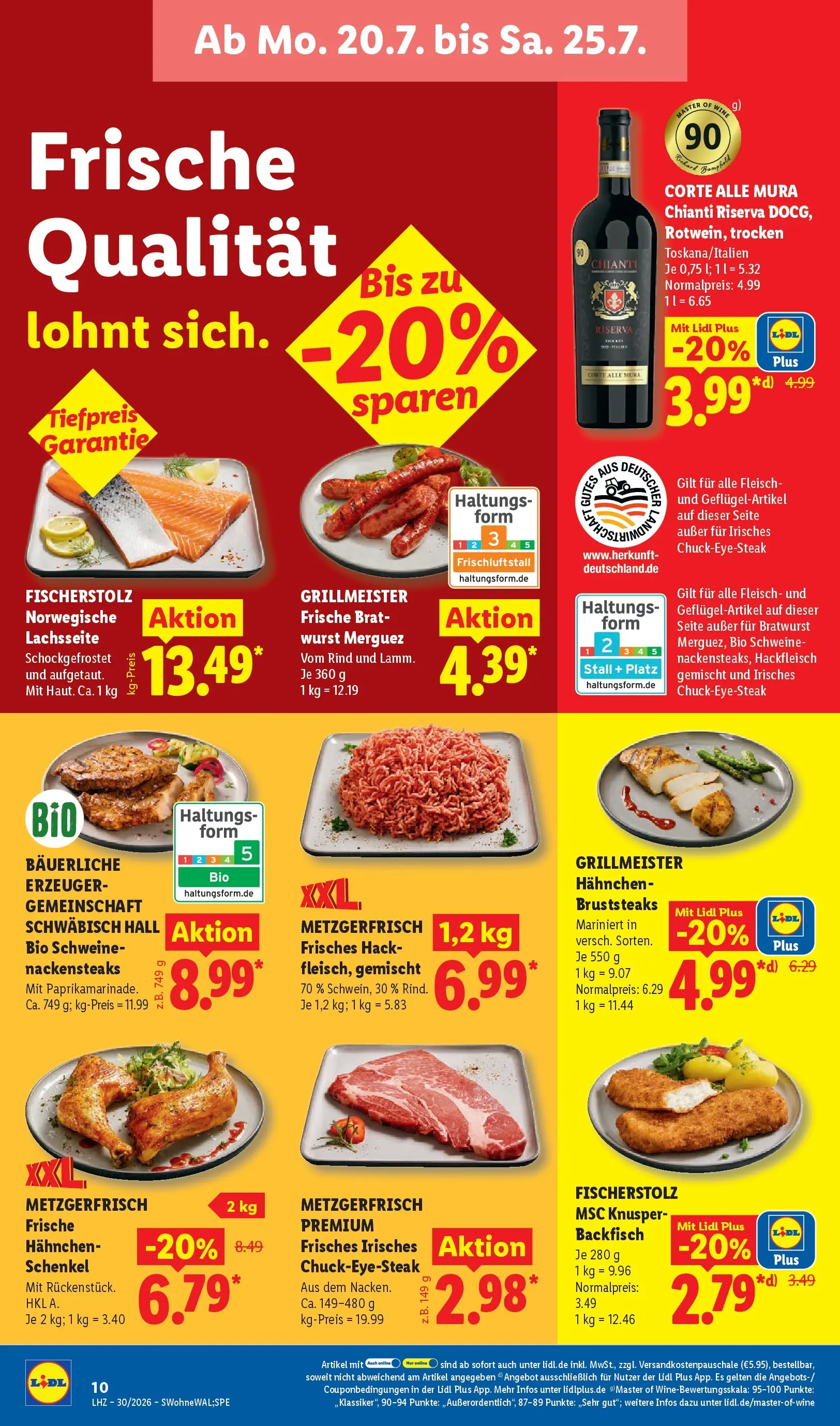 Lidl Prospekt Villingen-schwenningen (ab 19.07.2026) zum Blättern » Angebote | Seite: 20 | Produkte: Nackensteaks, Hahnchen, Steak, Fleisch