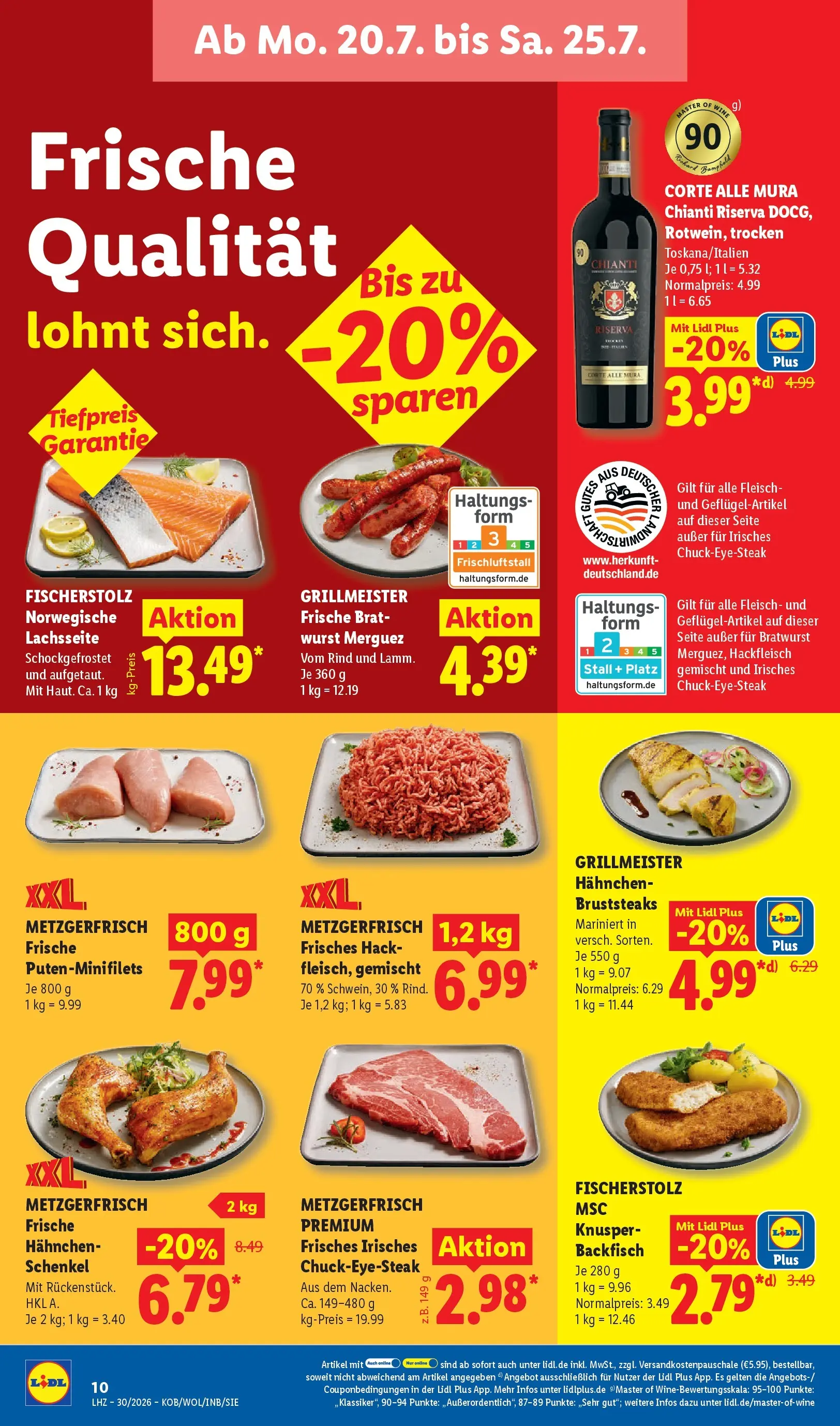 Lidl Prospekt Saarbrücken (ab 20.07.2026) zum Blättern » Angebote | Seite: 20 | Produkte: Bratwurst, Wurst, Fleisch, Hackfleisch