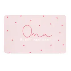 Schneidebrett Oma in Rosa/Wei&szlig;