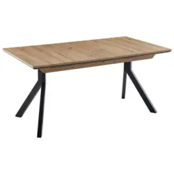 Esstisch 160-200/90/76 cm Nachbildung Metall, Holzwerkstoff ausziehbar, in verschiedenen Gr&ouml;&szlig;en erh&auml;ltlich, in verschiedenen Holzdekoren erh&auml;ltlich, Variantenauswahl rechteckig Schwarz, Eiche Artisan